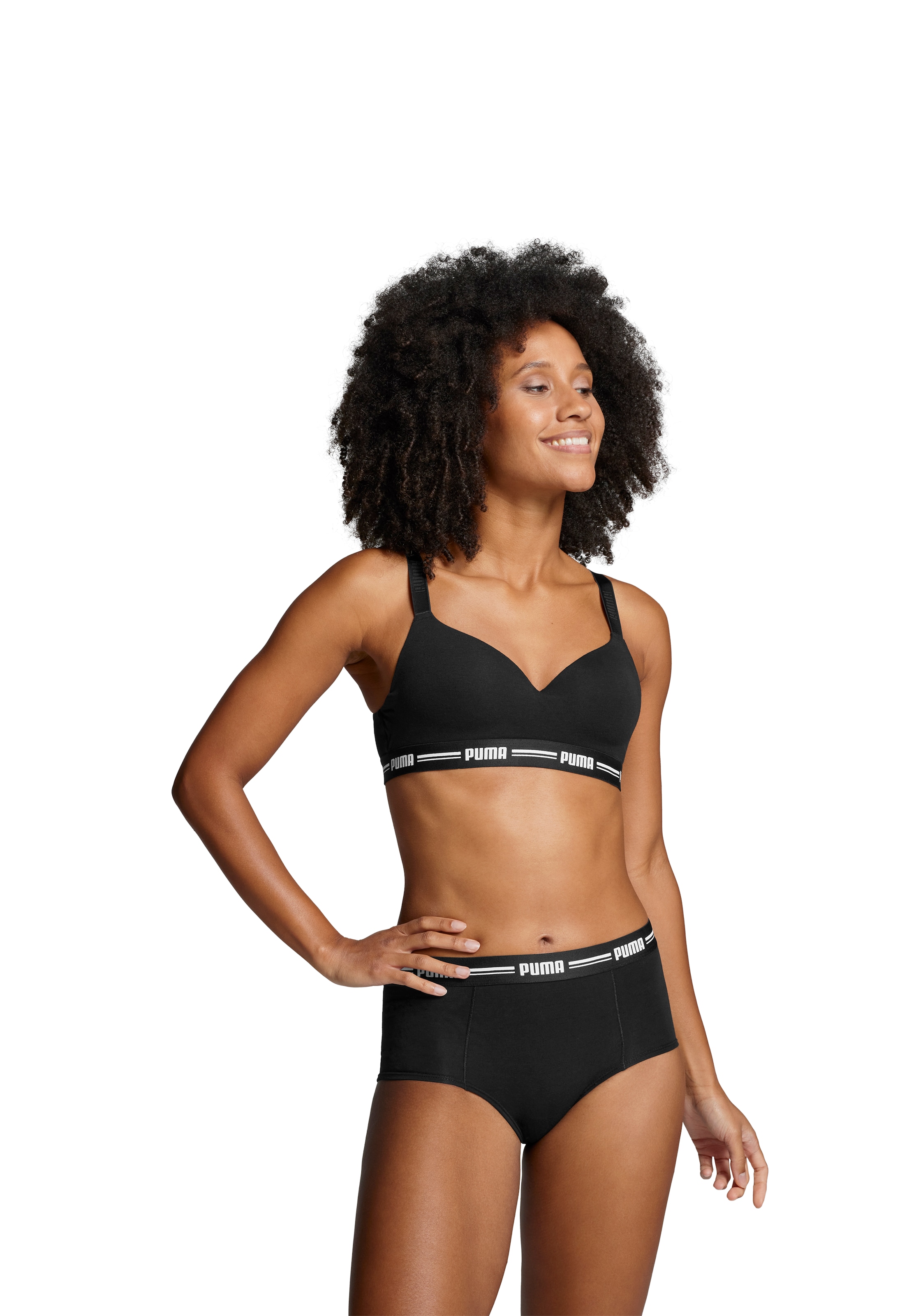 PUMA Panty »PUMA WOMEN MINI SHORT 2P«, (2er Pack), schmaler Logo-Gummibund