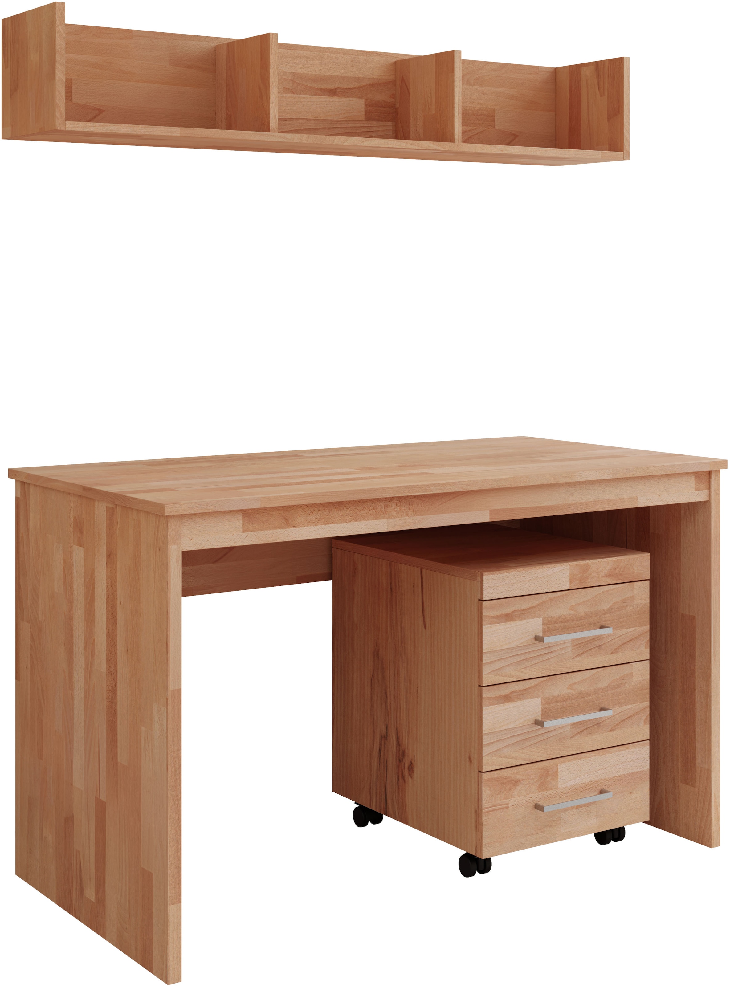 OTTO home Büromöbel-Set "Logo" Set besteht aus Schreibtisch,Rollcointainer,Wandregal, 3 Stk. tlg. passt in verschiedene Einrichtungsstile