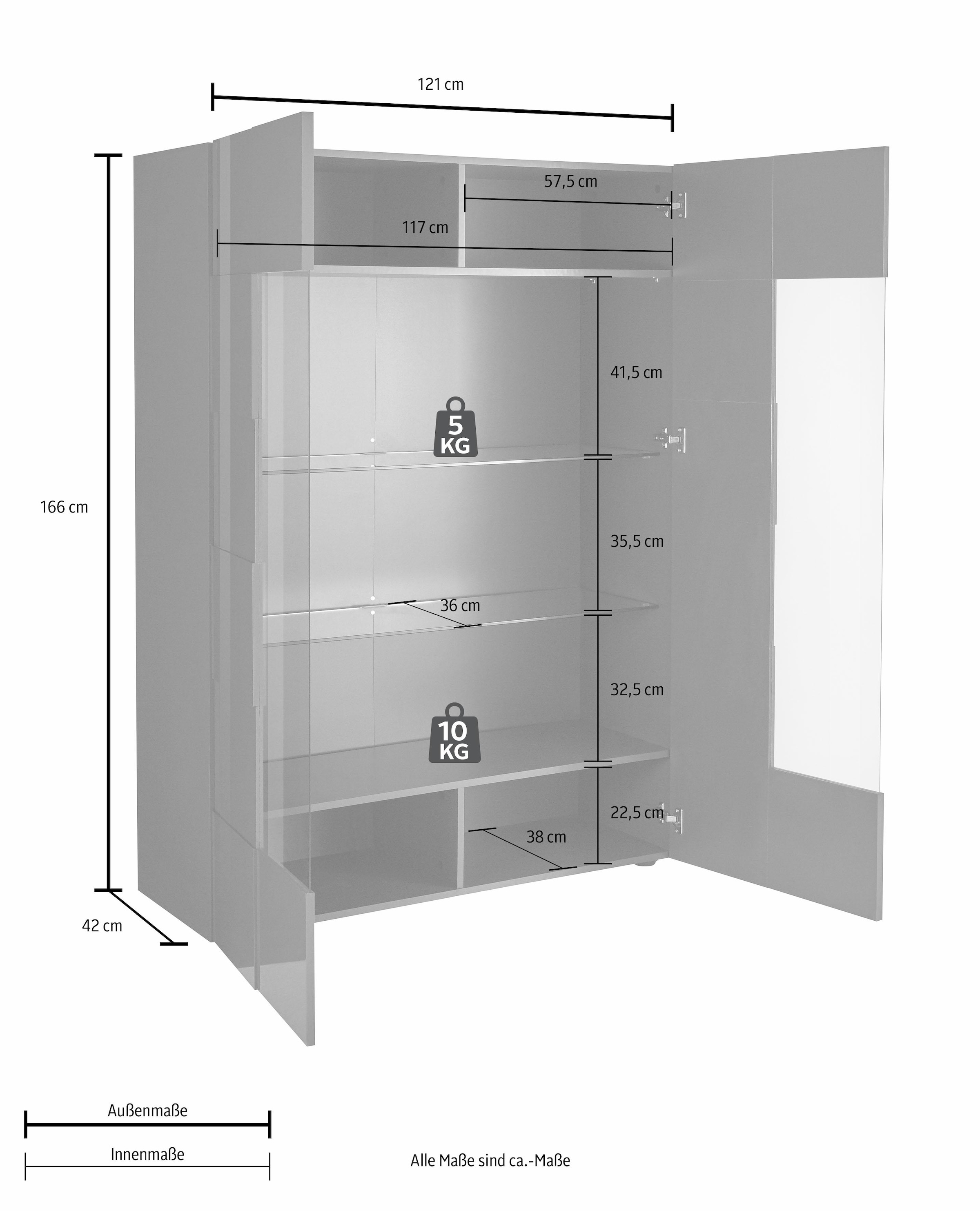 LC Stauraumvitrine bequem »Dama«, cm 166 bestellen Höhe