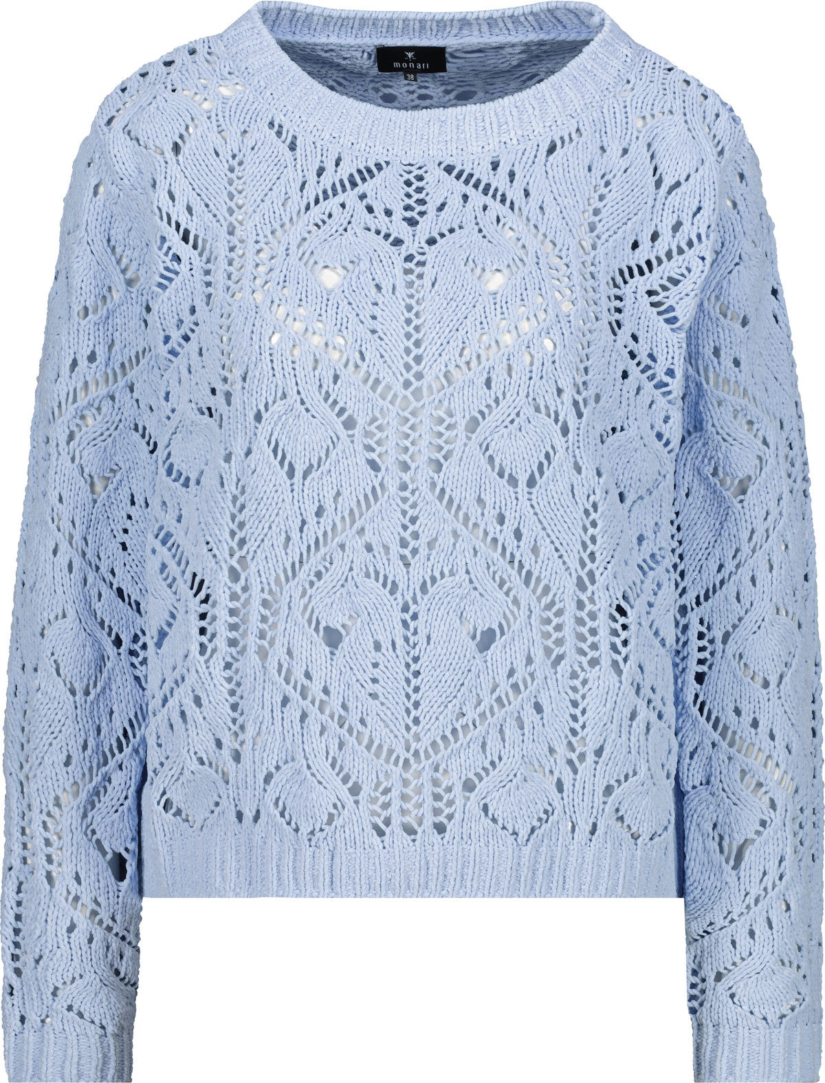 Monari Strickpullover »Ajour« Rundhalsausschnitt, Chenillegarn, Leicht überschnittene Schultern
