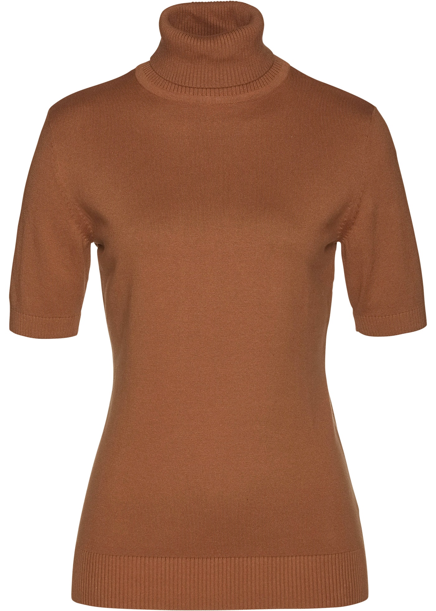 bonprix Kurzarmpullover »Rollkragenpullover, Kurzarm« im Feinstrick-Baumwoll-Mix, mit hohem Rollkragen