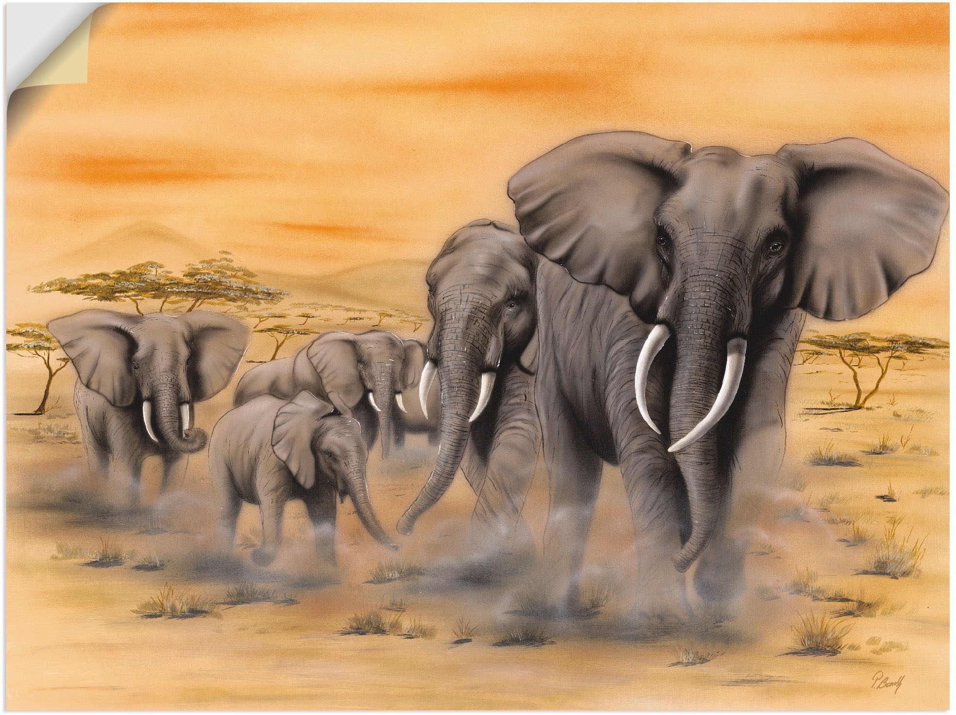 Elefanten als Rechnung oder Poster in »Steppenelefanten«, Leinwandbild, Wandbild versch. Bilder, auf Alubild, Wandaufkleber bestellen Größen St.), Artland (1