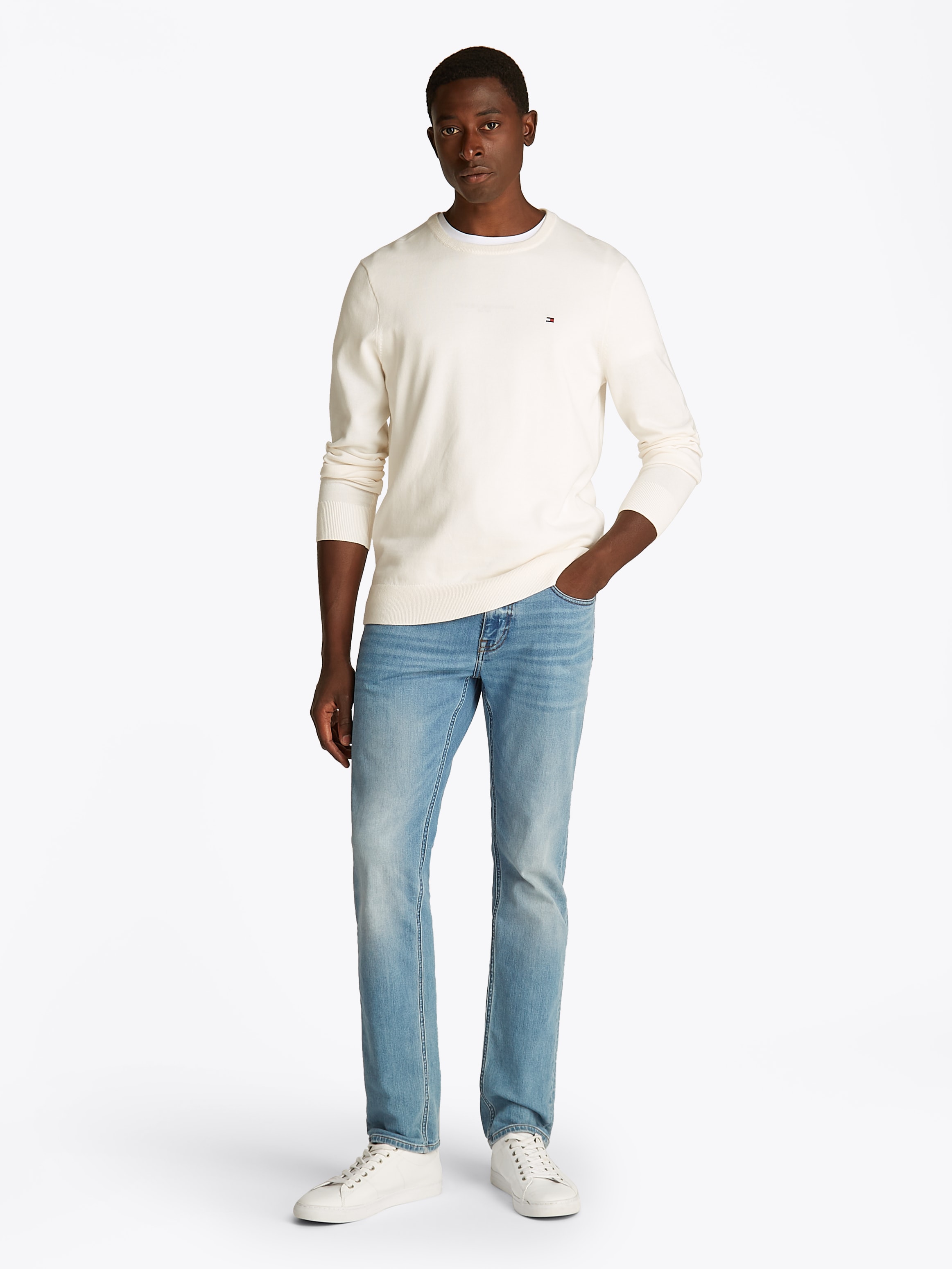 Tommy Hilfiger »ESSENTIAL COTTON CREW NECK« 100% Baumwolle Crewneck Regular Fit Premium Mode