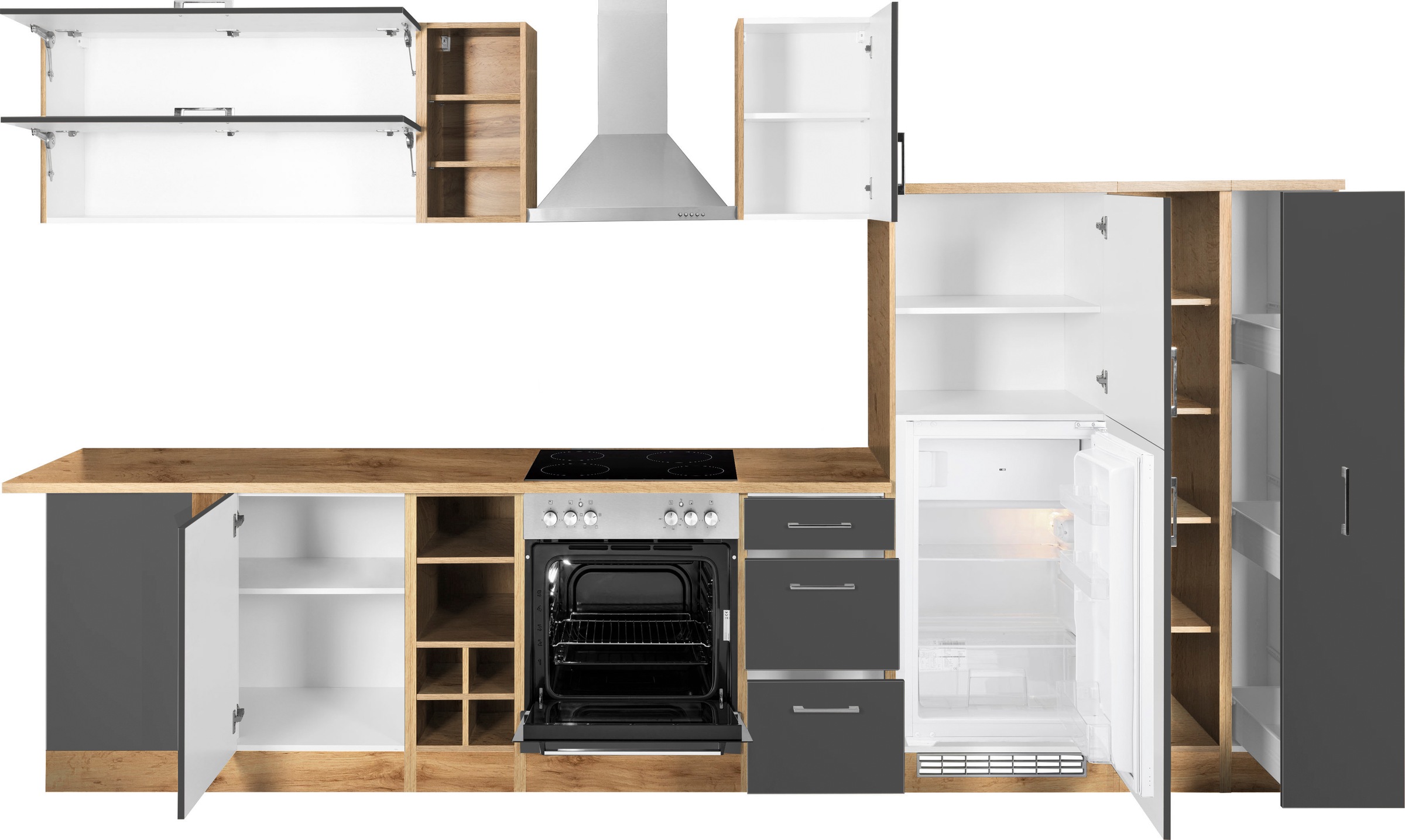 KOCHSTATION Winkelküche »KS-Colmar«, mit E-Geräten, Stellbreite 210/360 cm