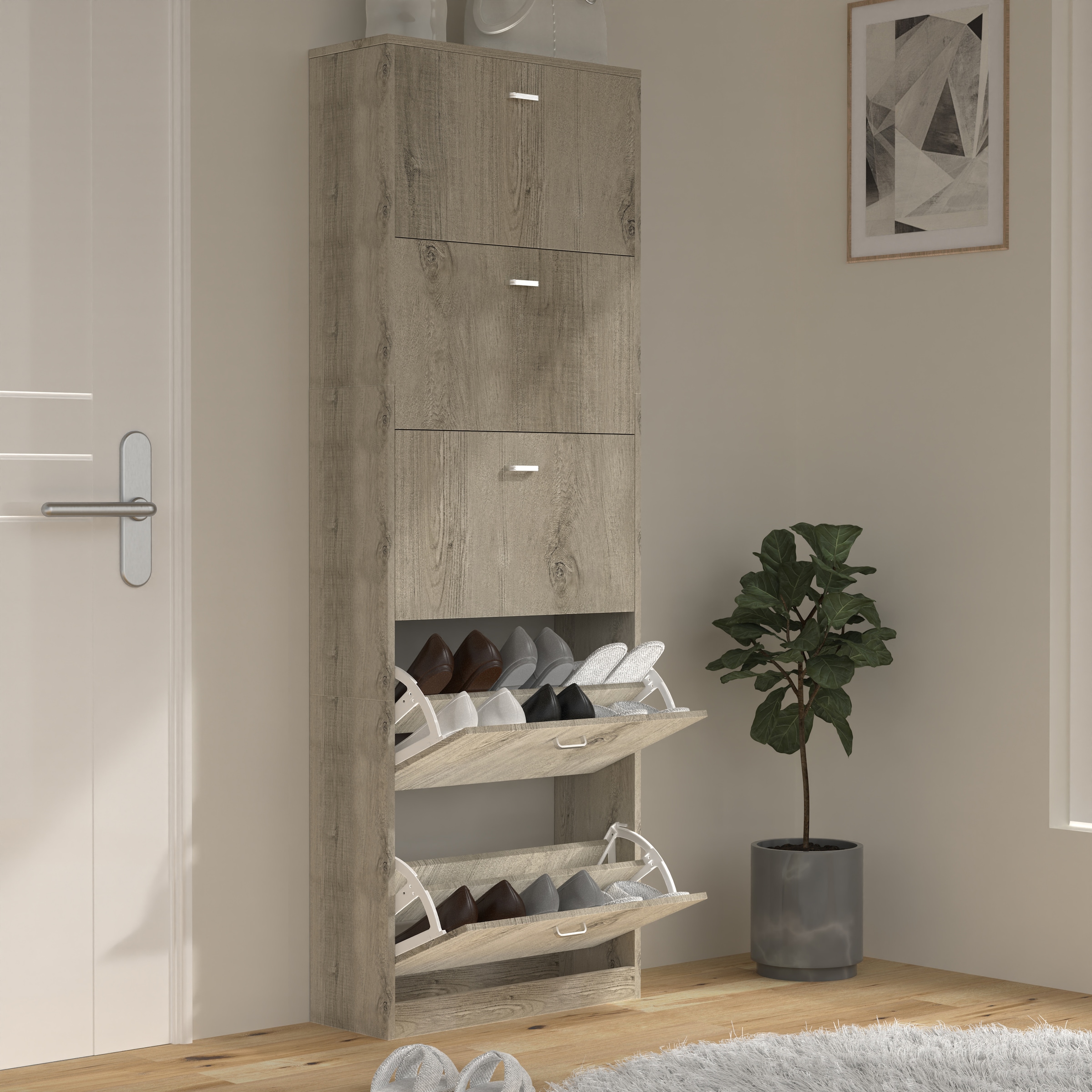 VCM Schuhschrank »Holz Regal Schuhschrank Schuhkipper Serie Sipos XL« 1 Stk. tlg.