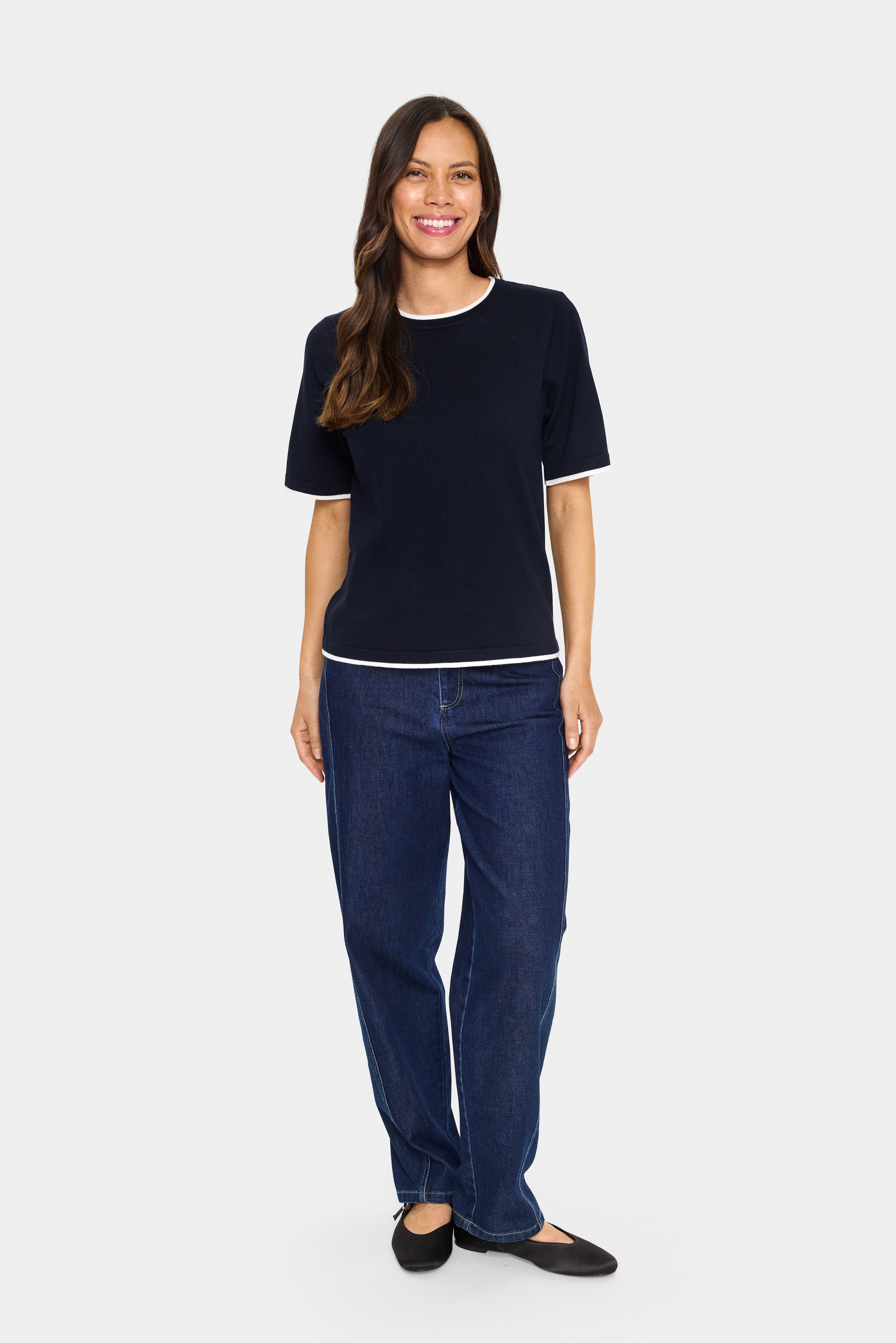 Saint Tropez Strickpullover »MilaSZ Contrast Stripe SS Pullover« Viskosemischung, Regular fit