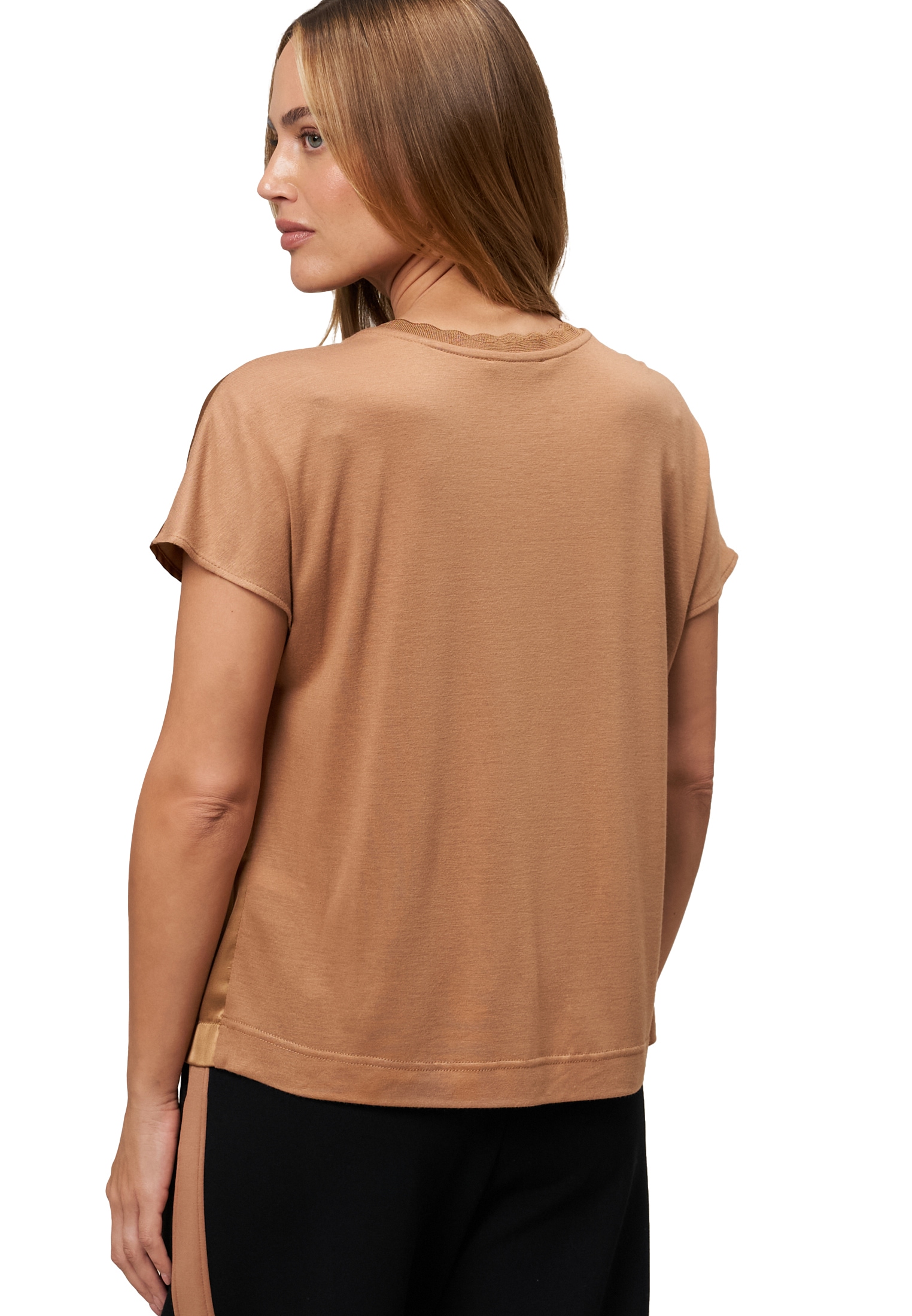 Zero Kurzarmshirt »Satinshirt mit Wellensaum«