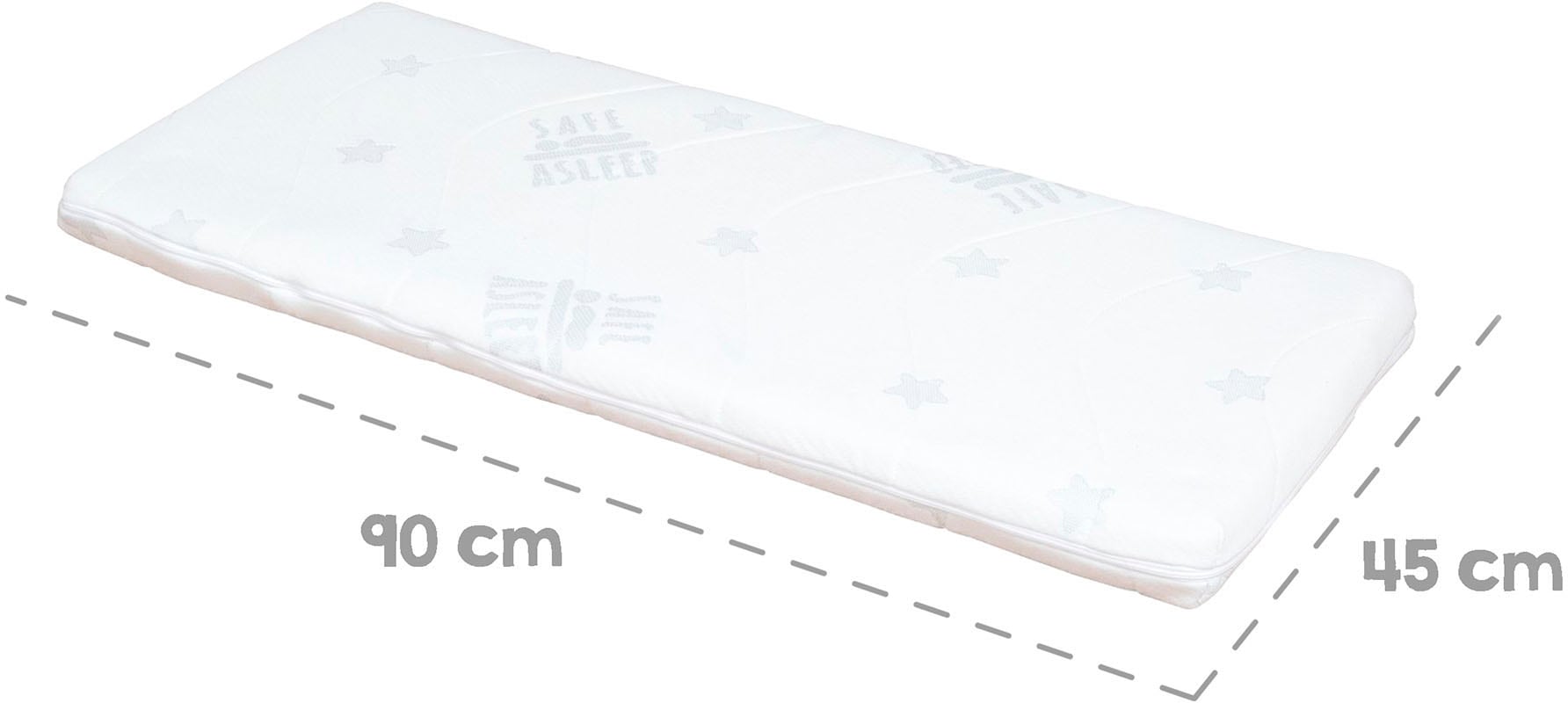 roba® Stubenbett »Safe Asleep® 2in1, weiß, Sternenzauber grau«, mit 4 Rollen, Matratze, Nestchen und Sicherheitsbarriere