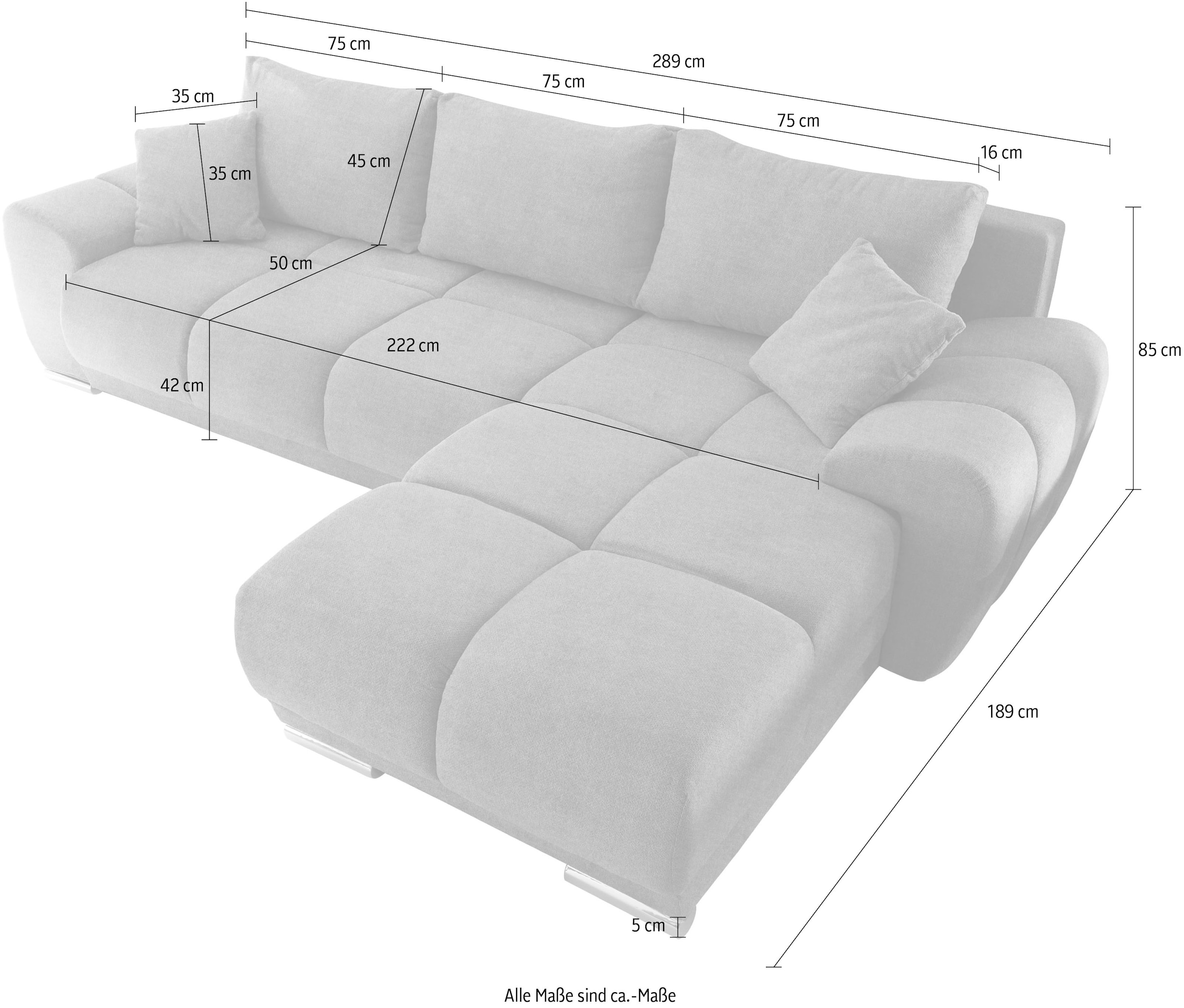 Schlafsofa »Anton«, mit Bettfunktion, Bettkasten, Rücken- und Zierkissen, universell aufbaubar, frei im Raum stellbar