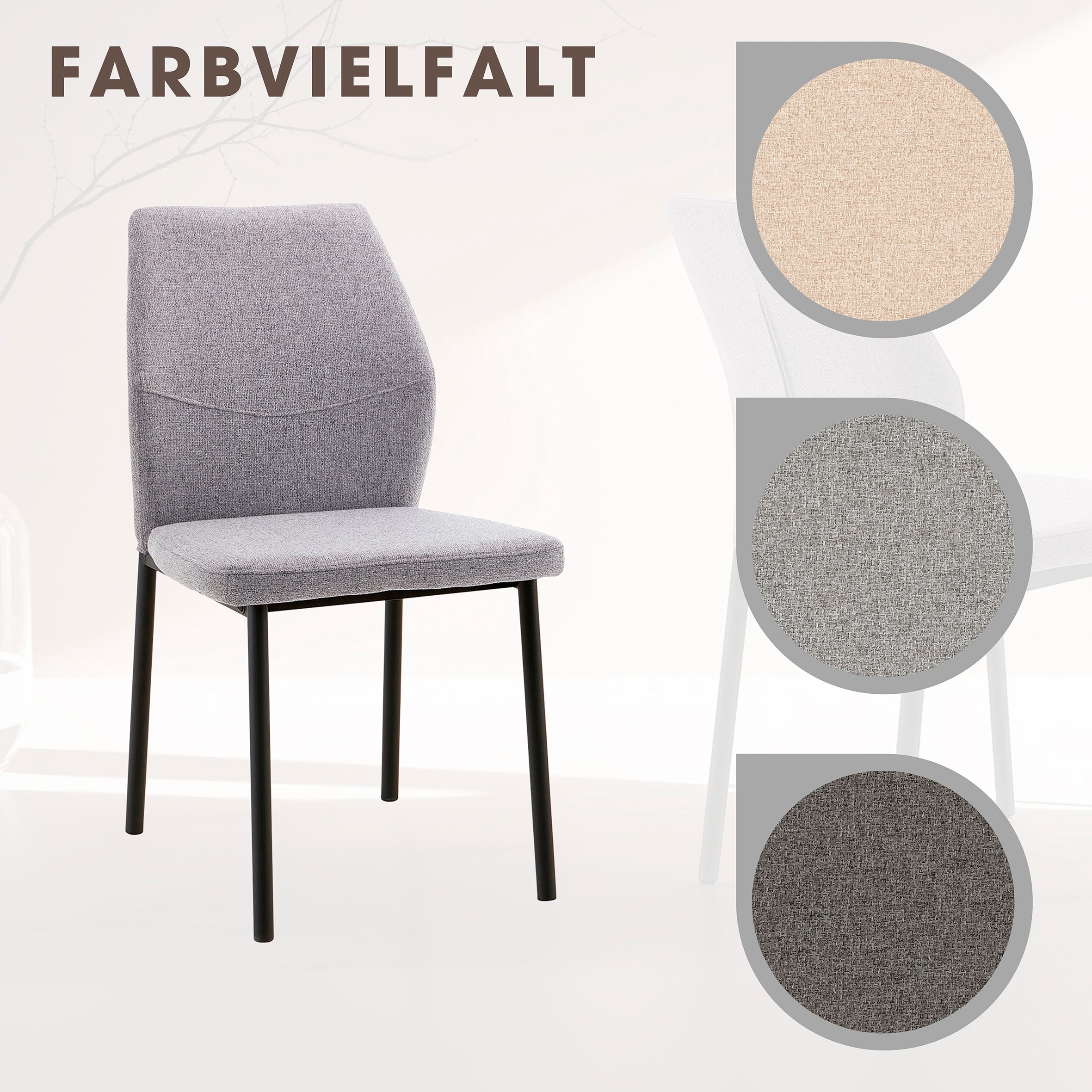 Home affaire Esszimmerstuhl »Lumos«, (Set), 2 St., Webstoff, Webstoff in vielen Farben erhältlich mit stabilem Metalluntergestell