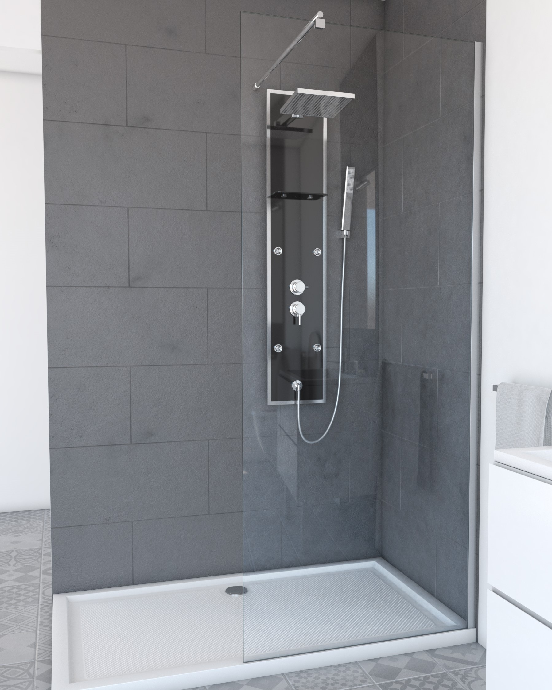 Walk-in-Dusche »PLANO«, verchromte Aluminiumprofile