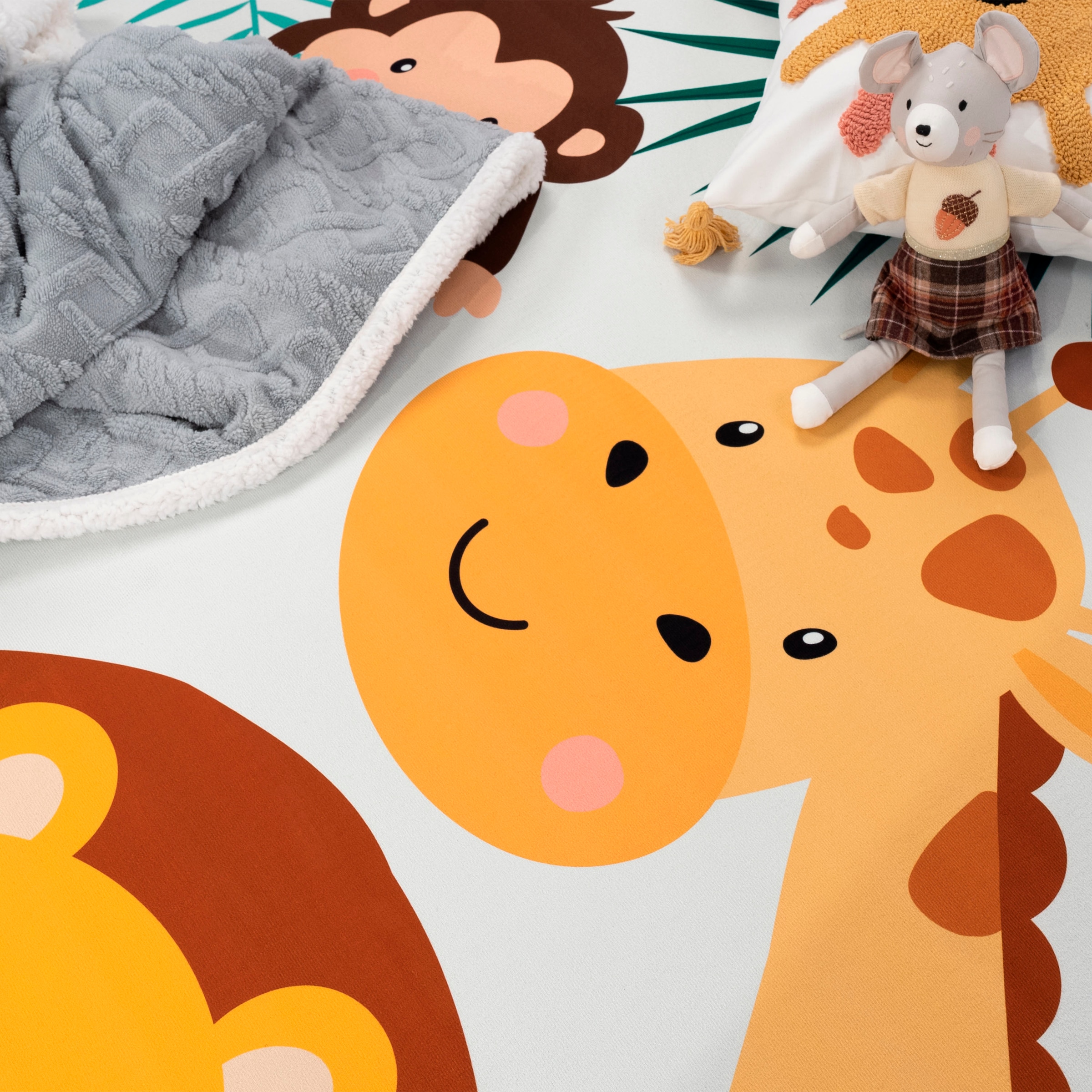 Paco Home Kinderteppich »Bino 582«, rechteckig, 4 mm Höhe, Spielteppich, Motiv Tiere, Löwe & Giraffe, Kinderzimmer