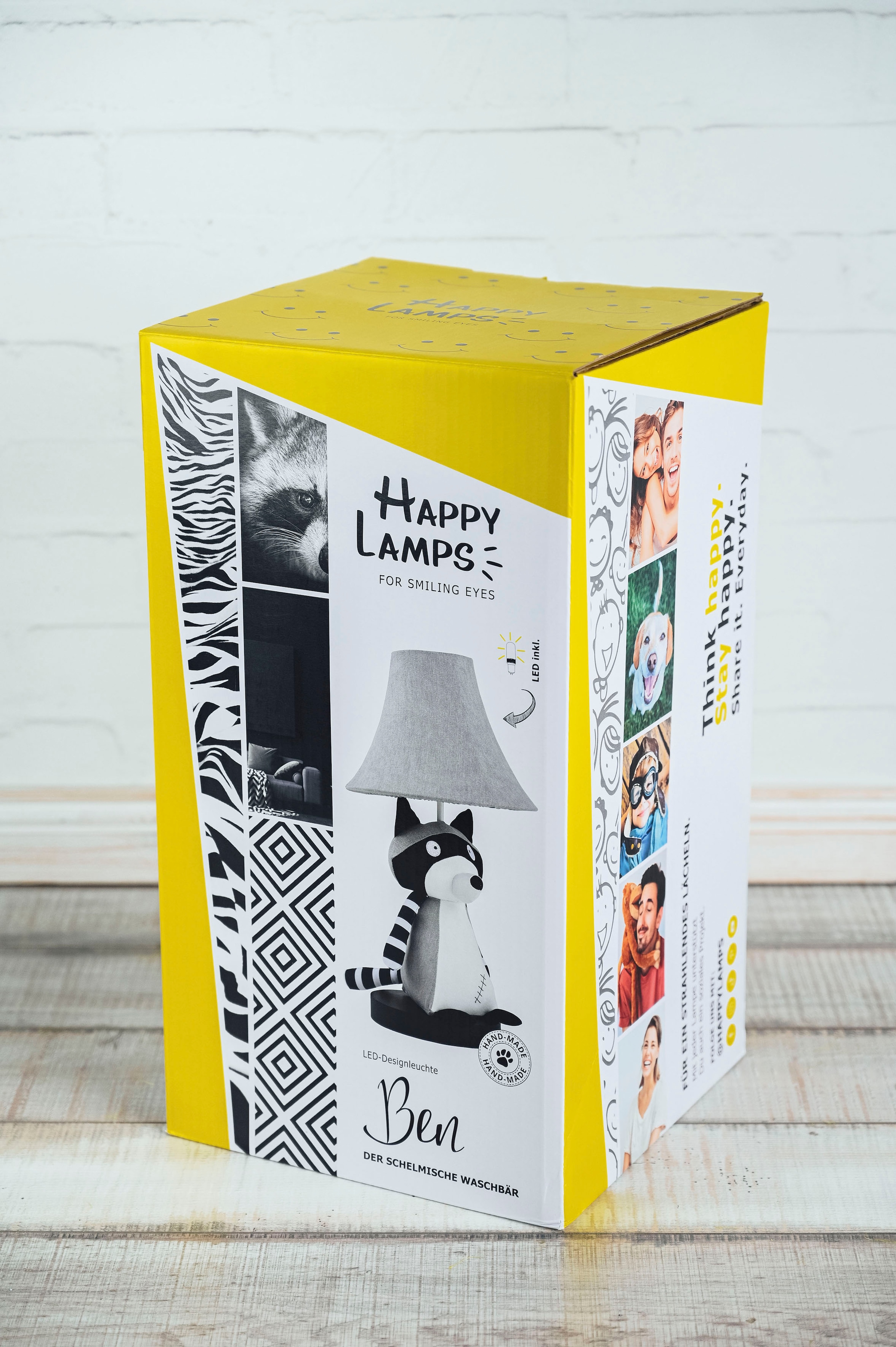 Happy Lamps for smiling eyes LED Tischleuchte »Ben der Waschbär«, 1 flammig, Leuchtmittel GU 5,3 | LED fest integriert, Hochwertig, Einzigartig, Tiermotiv