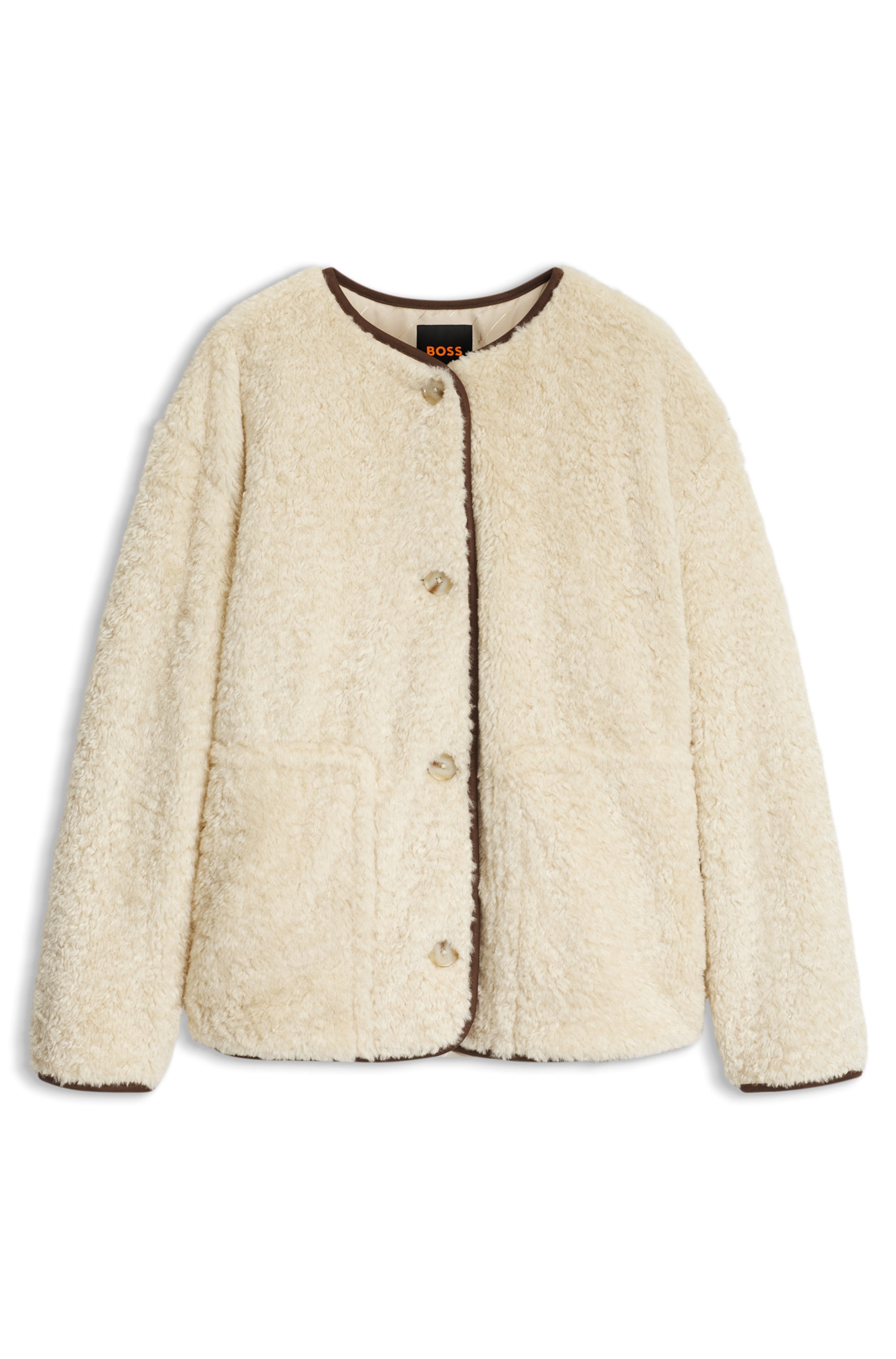 BOSS ORANGE Plüschjacke »Cody Premium Damenmode« aus softem Teddy-Gewebe, Relaxed Fit