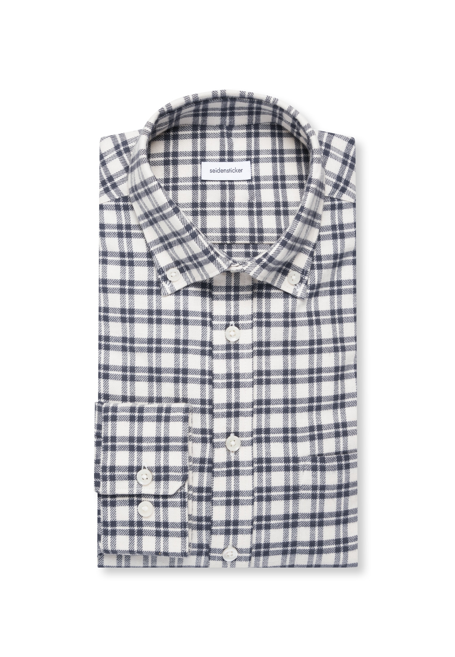 seidensticker Flanellhemd Regular 1/1 Button-Down-Kragen Karo