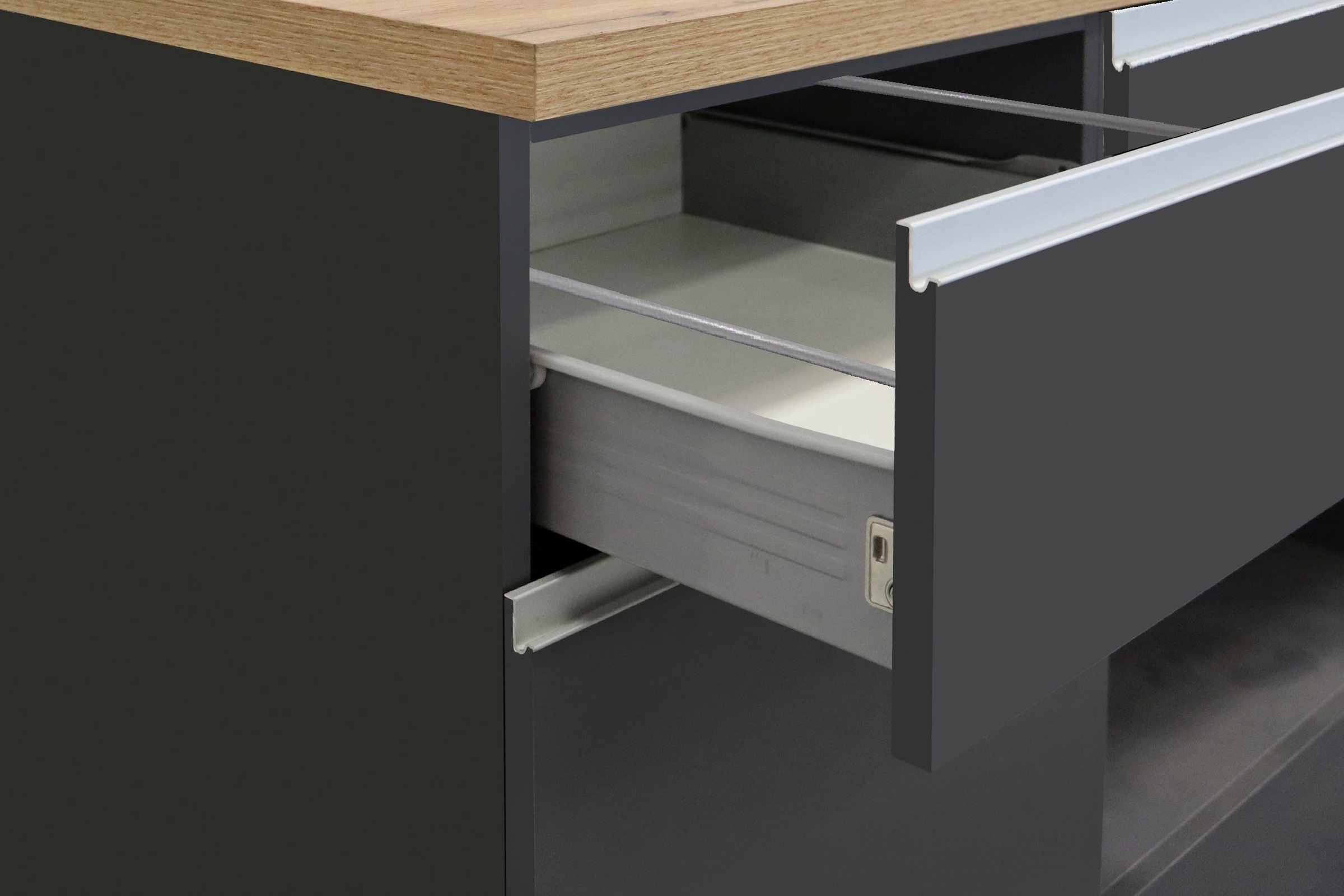 KOCHSTATION Kücheninsel »Sole,Kochinsel,Küchenarbeitsblock,Inselküche,Arbeitsinsel«, Breite 200 cm mit 4 Türen,4 Schubkästen, Aluminiumgriff
