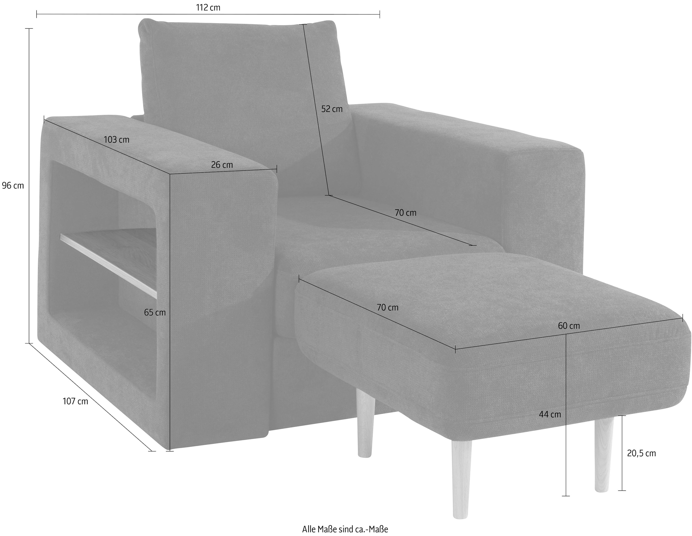 LOOKS by Wolfgang Joop Sessel »Looksvb«, Verwandlungssessel: aus Sessel wird Sessel mit 1 Hocker, Regalfunktion