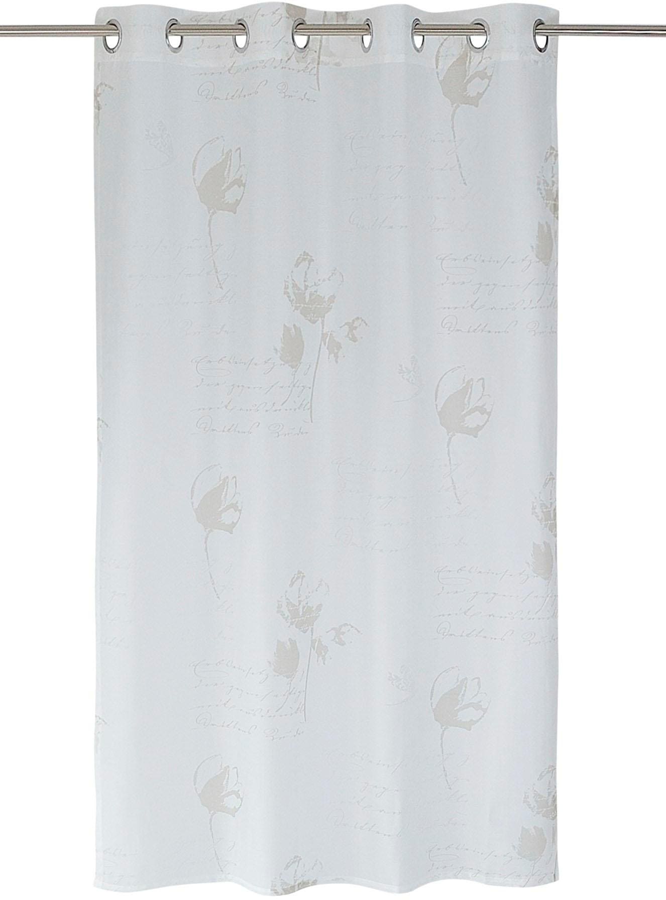 halbtransparent, Kutti (1 St.), Gardine, offwhite, bedruckt Ausbrenner, Vorhang floral »Nizza«,
