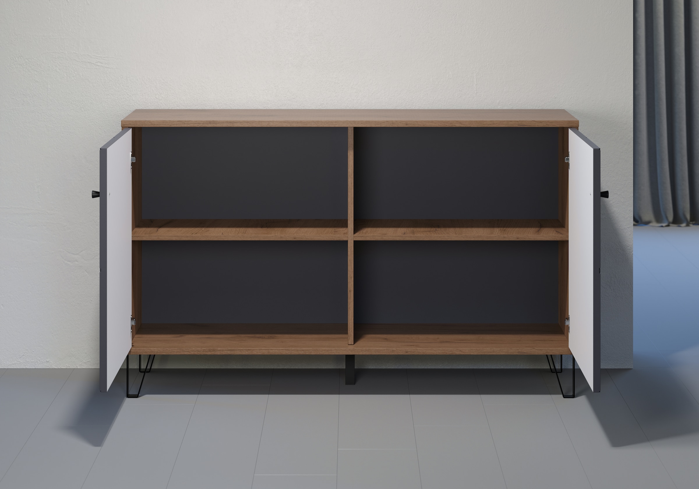 Places of Style Sideboard »Molveno«, (1 St.), außergewöhnliches Design mit strukturierten Fronten, Soft-Close