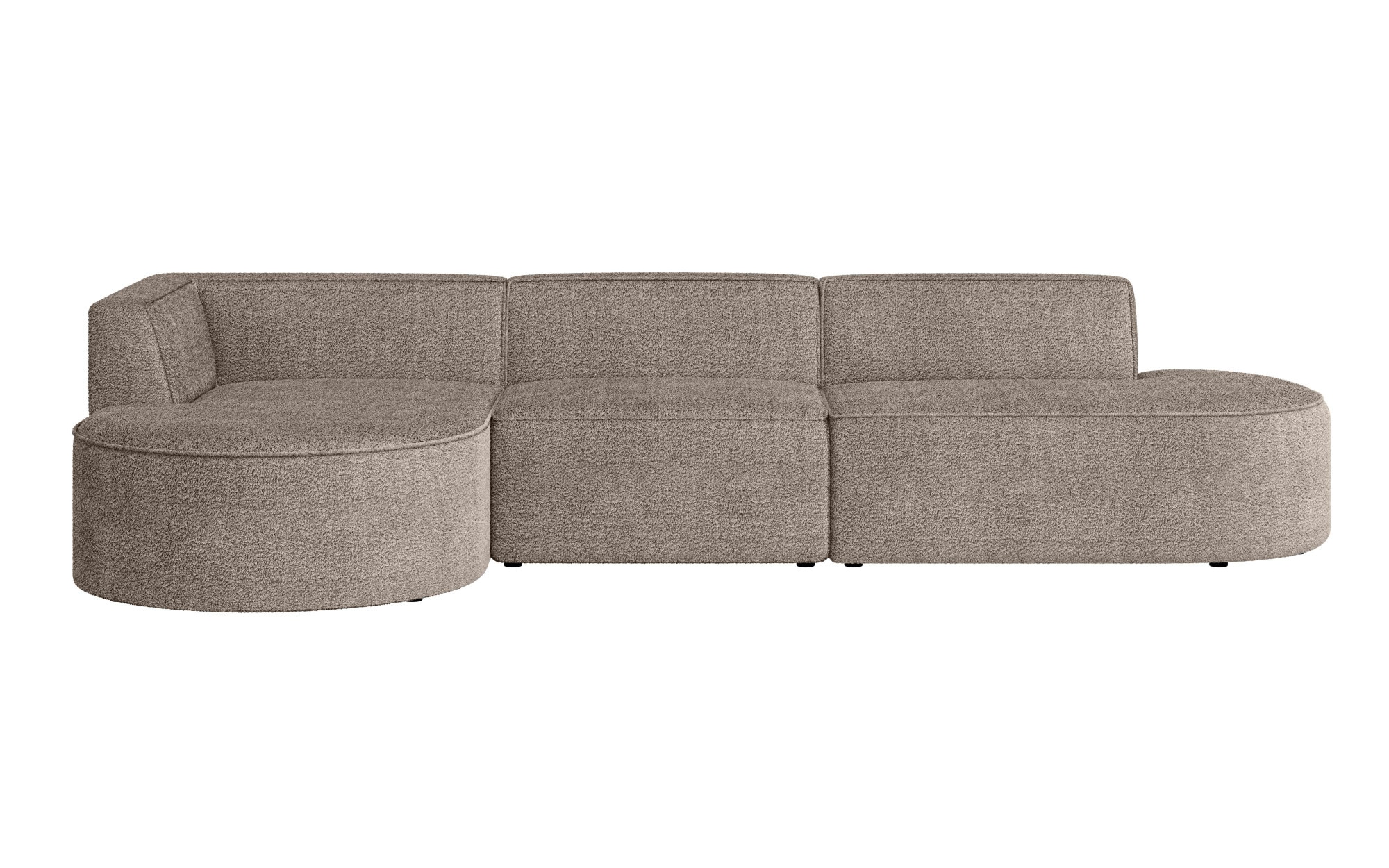 andas Ecksofa »EIVIND Designer Sofa mit Ottomane rechts/links, B/T/H: 343/159/72 cm«, L-Form mit Wellenunterfederung, auch in Feincord und Bouclé