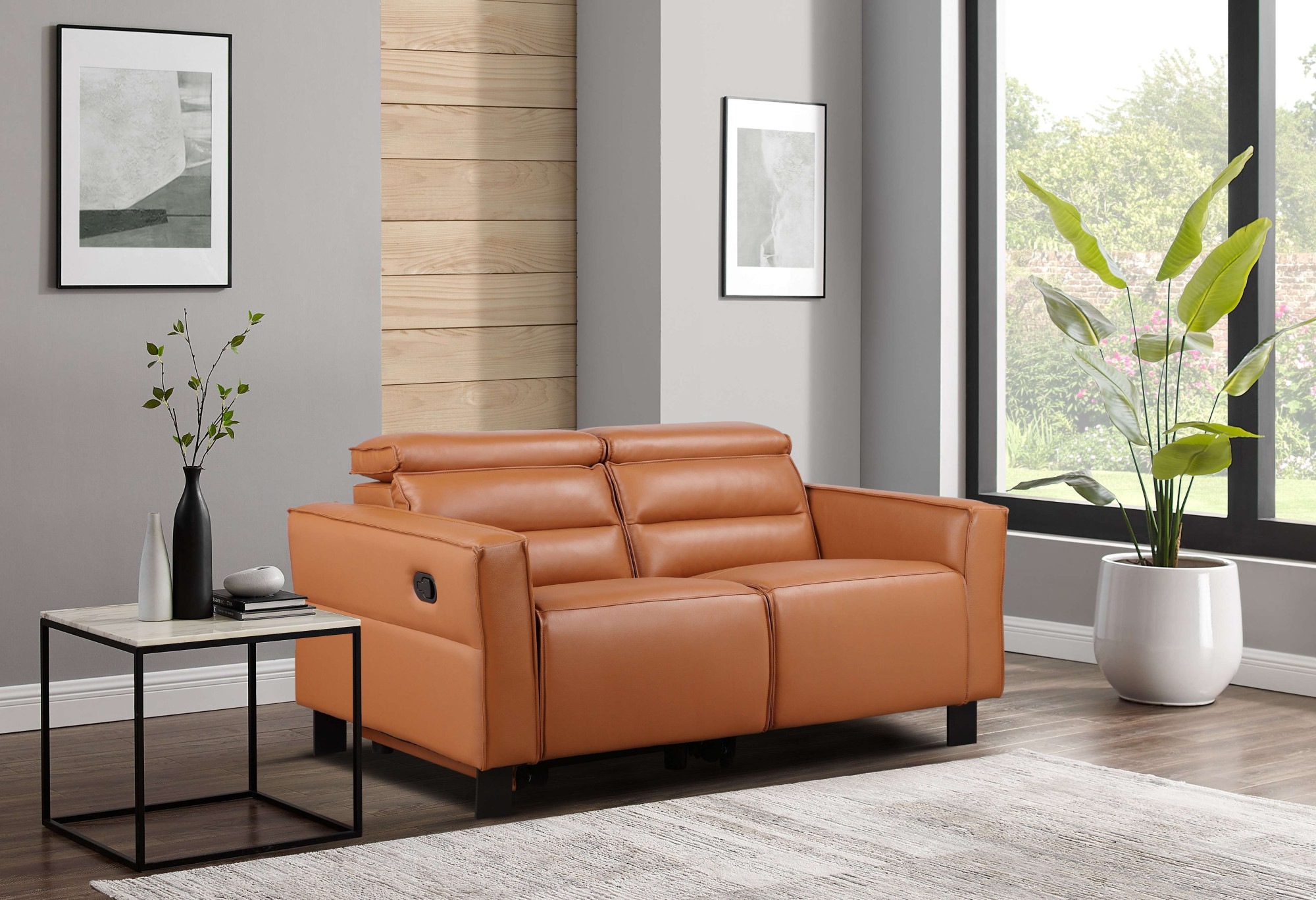 OTTO home 2-Sitzer »Carpari Lederoptik, 162 cm, man./elektr. Relaxfunktion« (USB A/C), sowie Kopfteilverstellung
