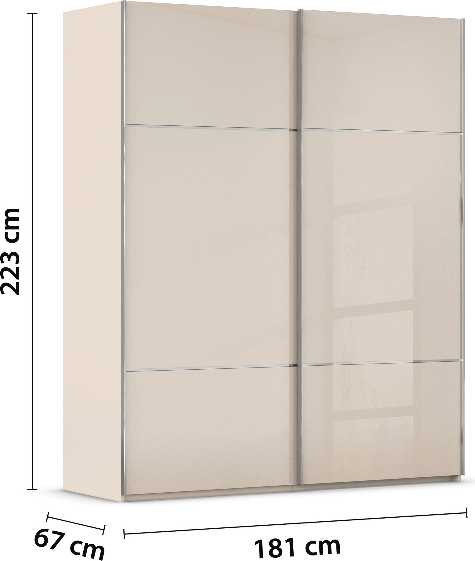 rauch Schwebetürenschrank »Kleiderschrank Schrank Garderobe Schlafzimmerschrank SCALE-TRIO« edle dreigeteilte Front mit 2 Zierleisten Glasfront MADE IN GERMANY