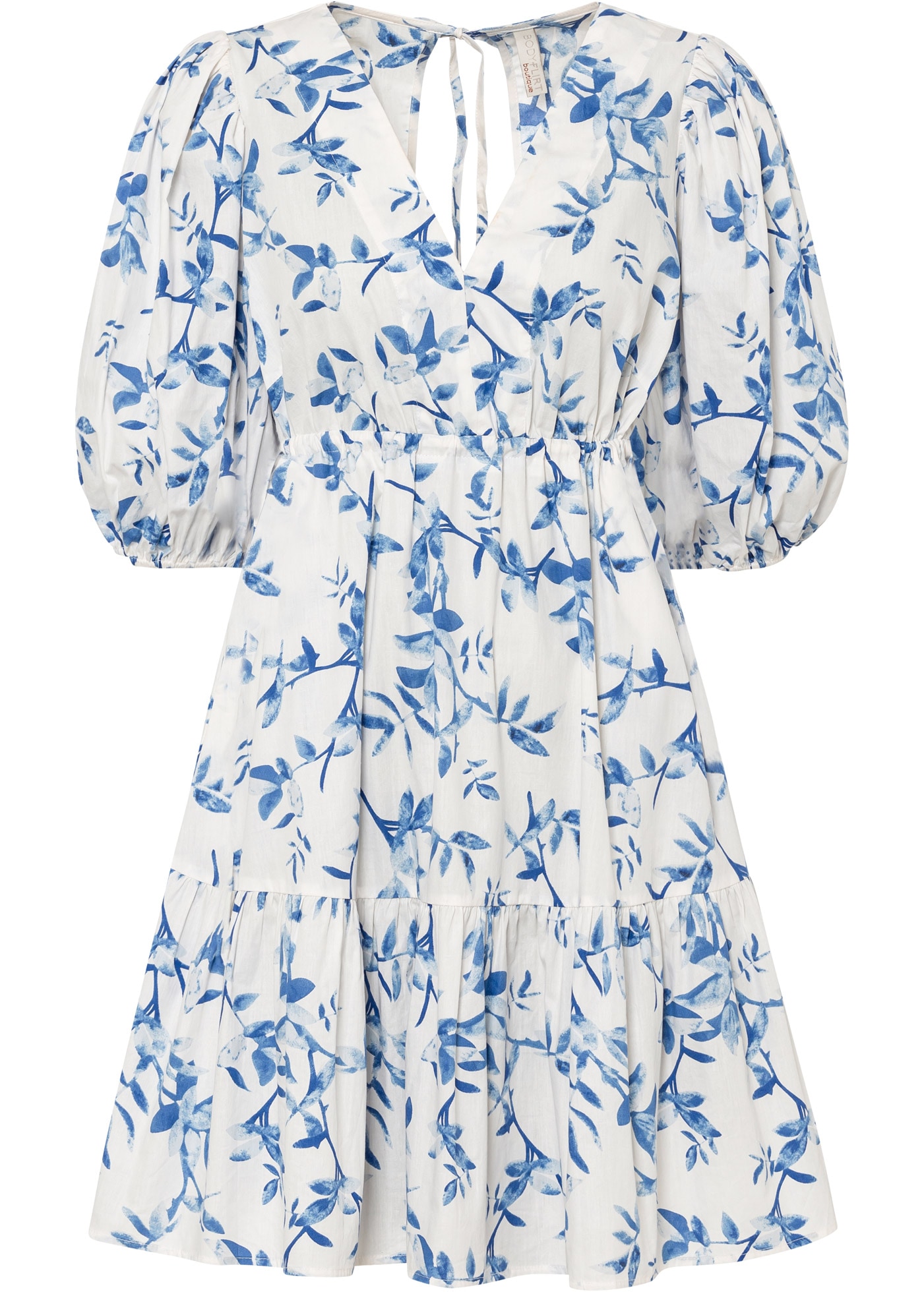 bonprix Minikleid für eleganten Look, aus Baumwolle, A-Linie Passform, Kurzarm-Design