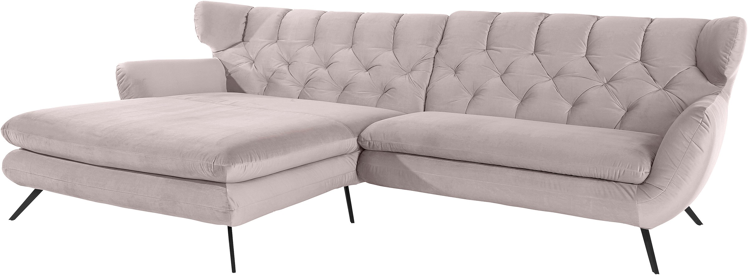 3C Candy Ecksofa »Beatrice Designsofa in moderner Retrooptik, bequem und extravagant« mit Rückensteppung im Rautenmuster, Ohrenbacken Optik, L-Form