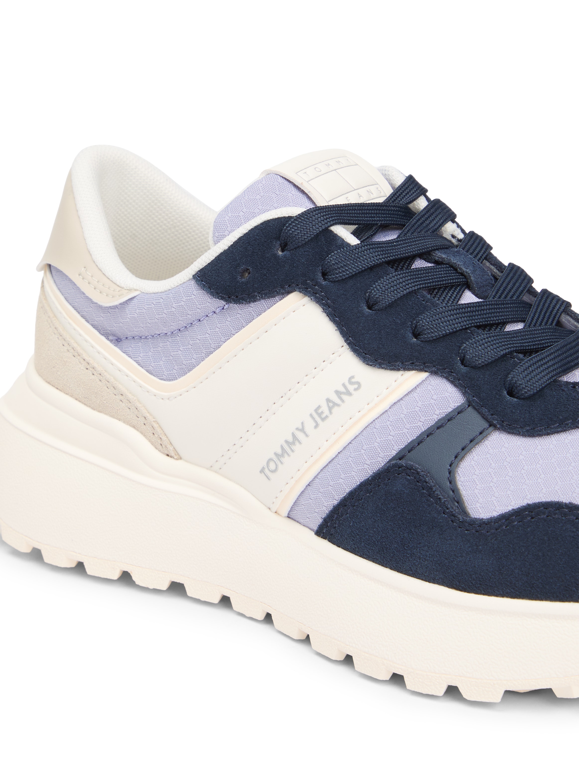 Tommy Jeans Keilsneaker »TJW CLEATED RUNNER SUEDE MIX«  , Freizeitschuh, Halbschuh, Schnürschuh mit Logoschriftzügen