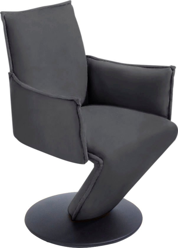 K+W Komfort & Wohnen Esszimmerstuhl "Drive, Drehstuhl" () Sessel mit federnder Sitzschale, Drehteller in Metall schwarz Struktur
