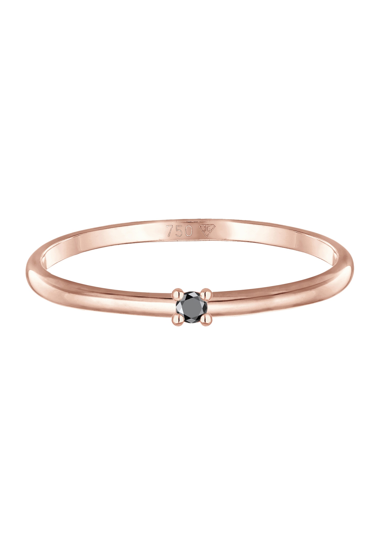 Elli DIAMONDS Diamantring »Ring Diamant Schwarz Brillantschliff (0.015 ct) 750 Rosegold«