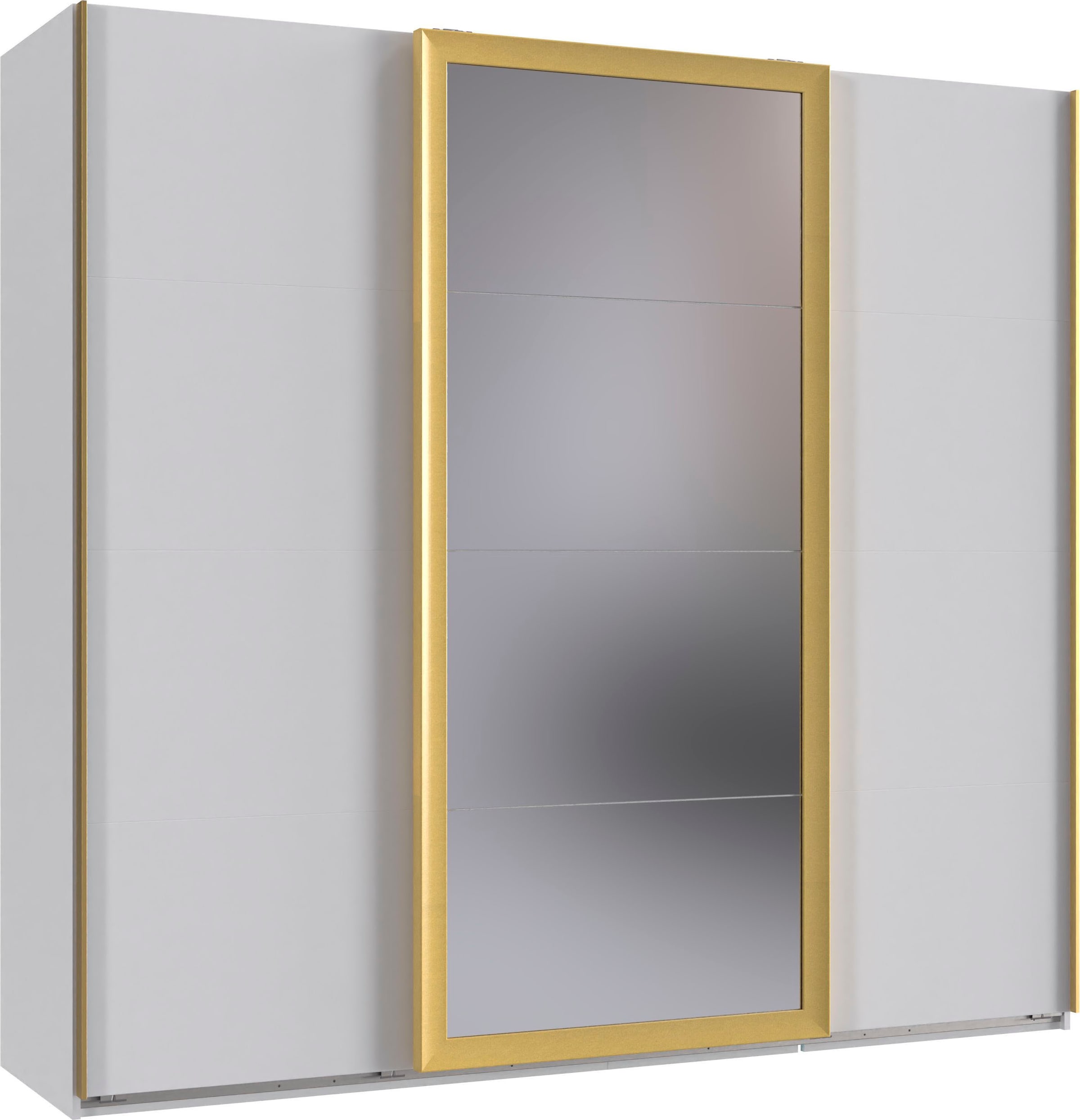 Wimex Schwebetürenschrank »Katar, Kleiderschrank erhältlich in den Breiten 225cm und 270cm« inkl. Spiegel, Akzente in Gold