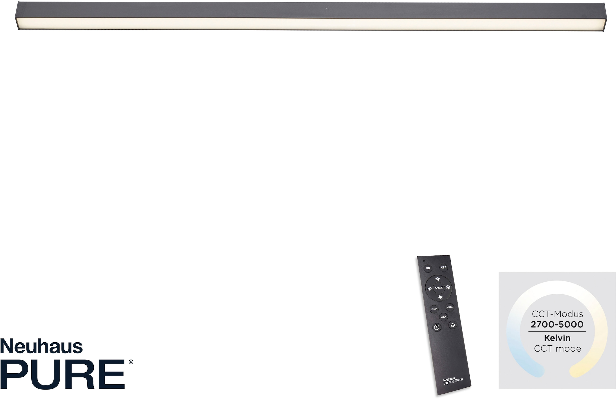 Neuhaus PURE LED Deckenleuchte »PURE Lines Straight« LED-Board 1 Stk. warmweiß - kaltweiß Dimmbar über Fernbedienung, CCT, Memoryfunktion