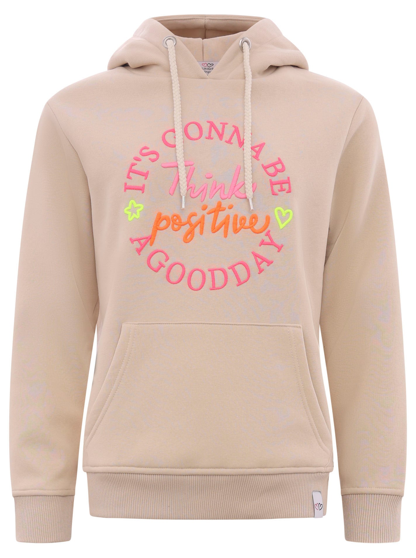 Zwillingsherz Sweatshirt, Kapuze, Langarm, Kordelzug, Stickerei vorn, modisch