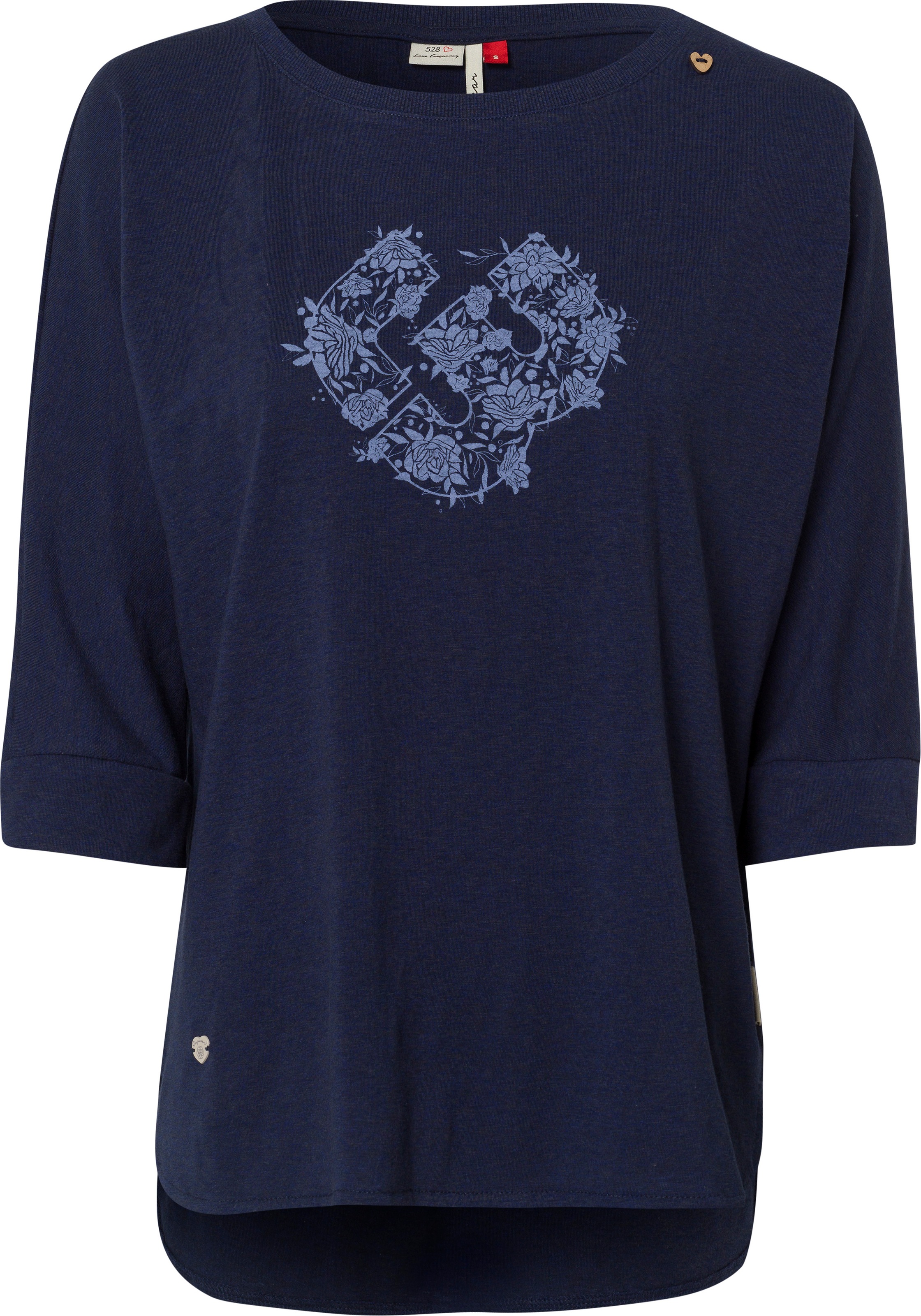Ragwear Langarmshirt »RAG Longsleeve SHIMONA O PRINTED«, mit Frontdruck und Zierknopf, hinten länger geschnitten