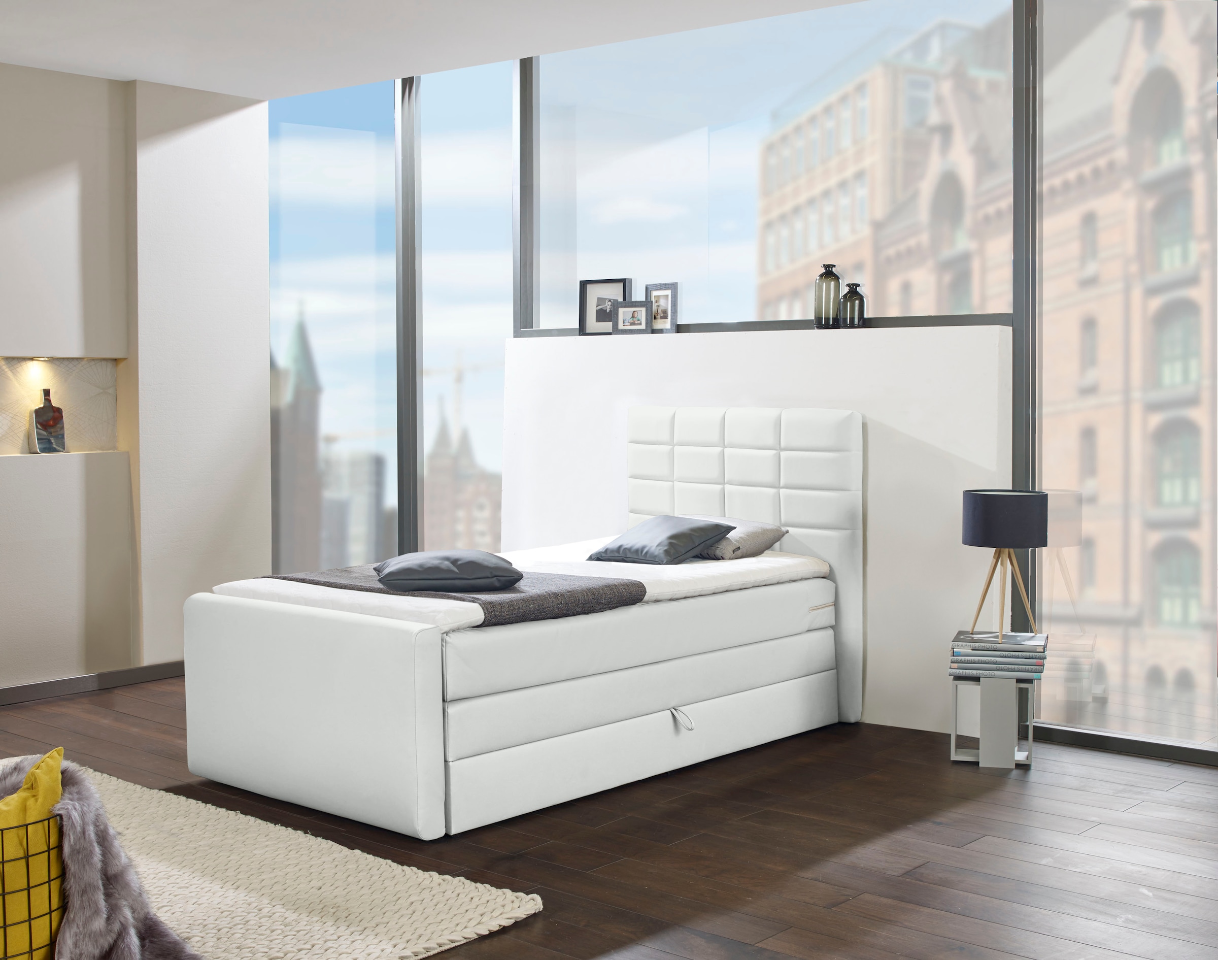INOSIGN Boxspringbett »Lethbridge«, inkl. Bettkasten und Topper, zwei Matratzenarten in H2