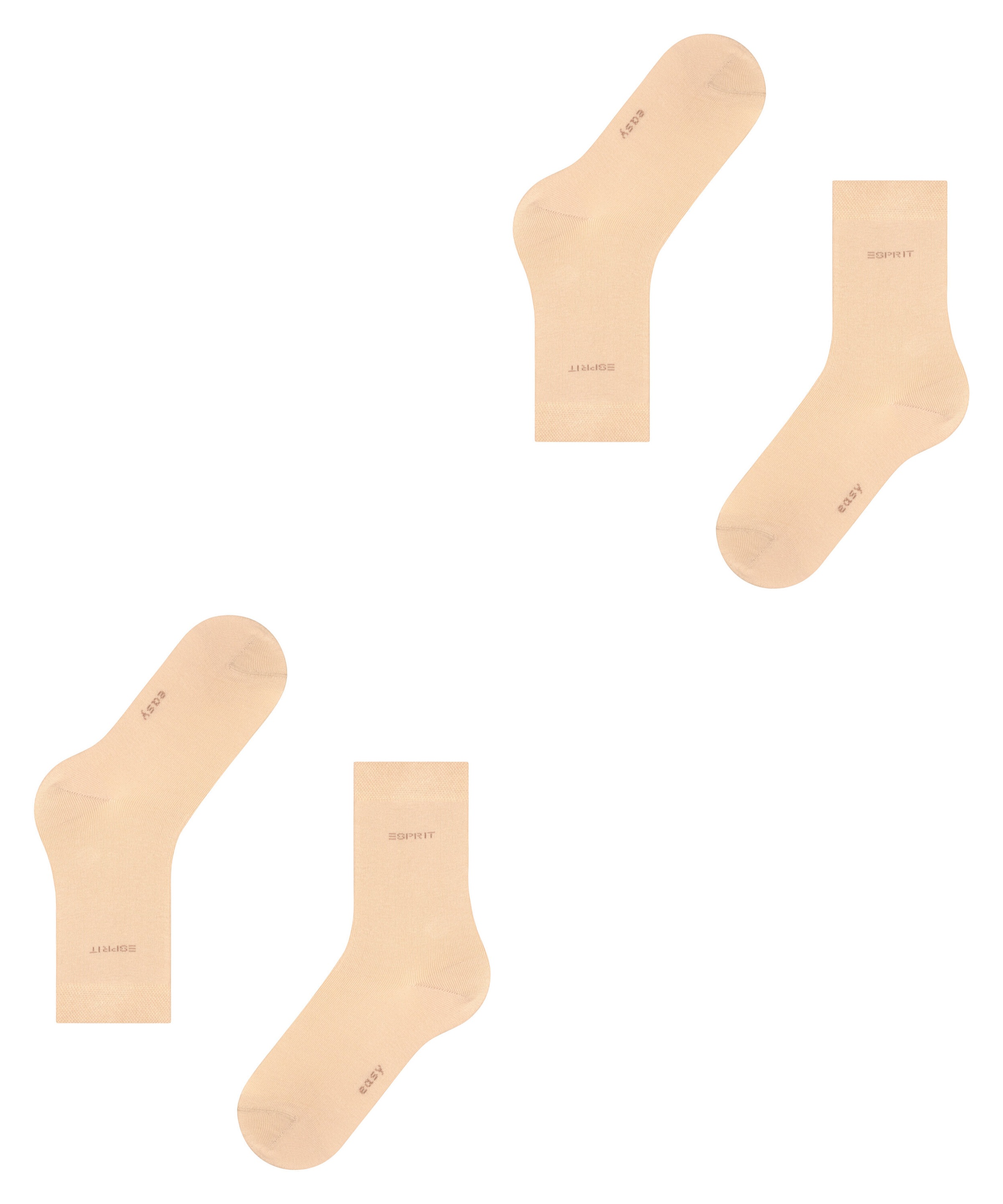Esprit Socken »Basic Easy«, (2 Paar), ohne einschneidendes Bündchen, Basic-Socke, Uni-Strümpfe