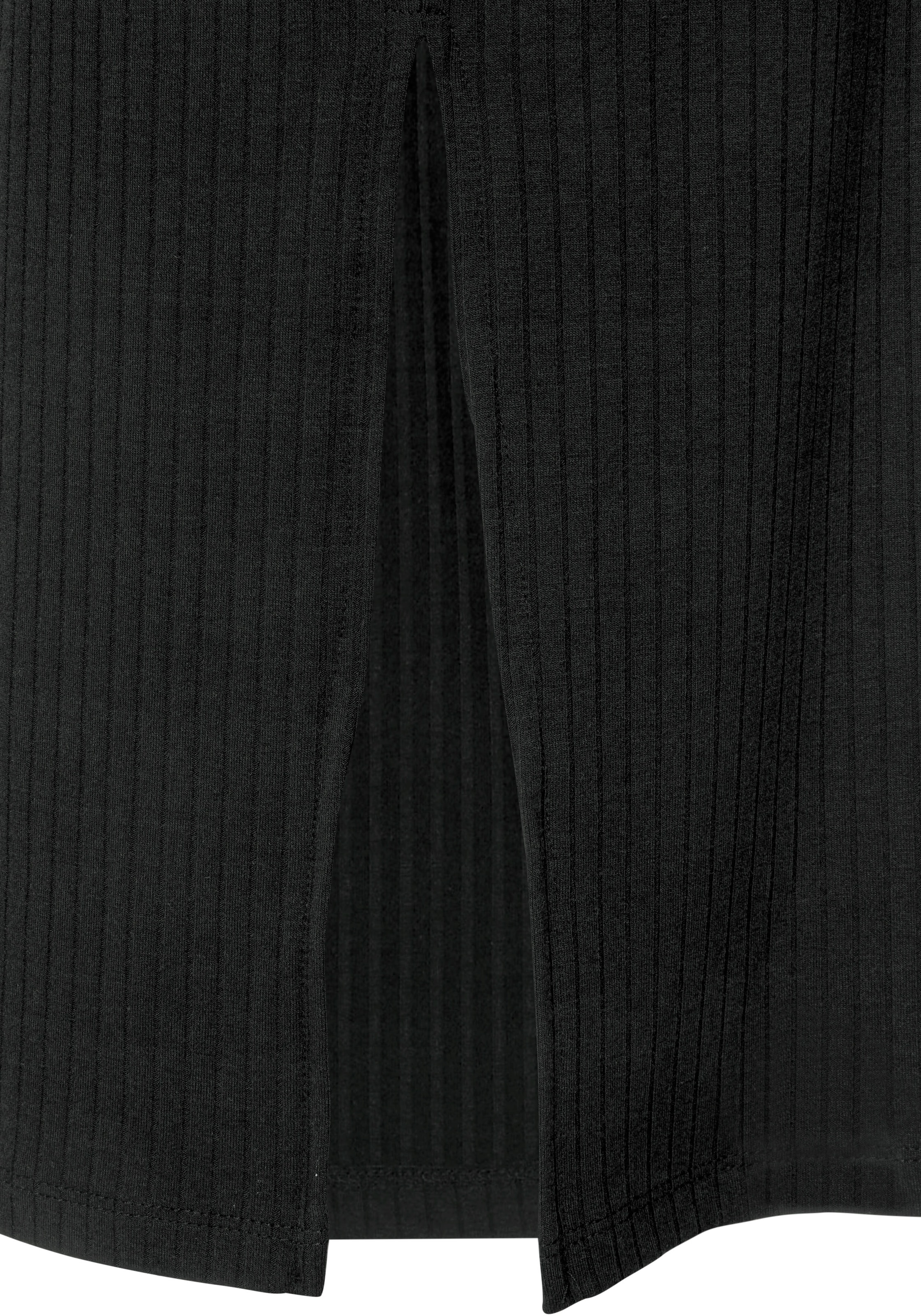 LASCANA Midikleid, (mit Bindegürtel), aus Rippware, Wickelkleid mit Beinschlitz, casual-chic