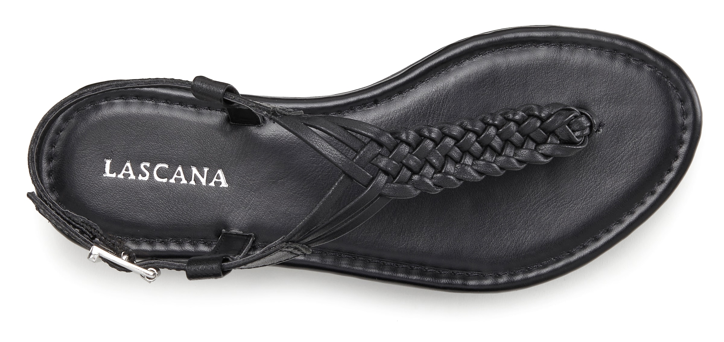 LASCANA Zehentrenner »Sandalette, Sommerschuh«, Sandale aus Leder mit Flecht-Optik