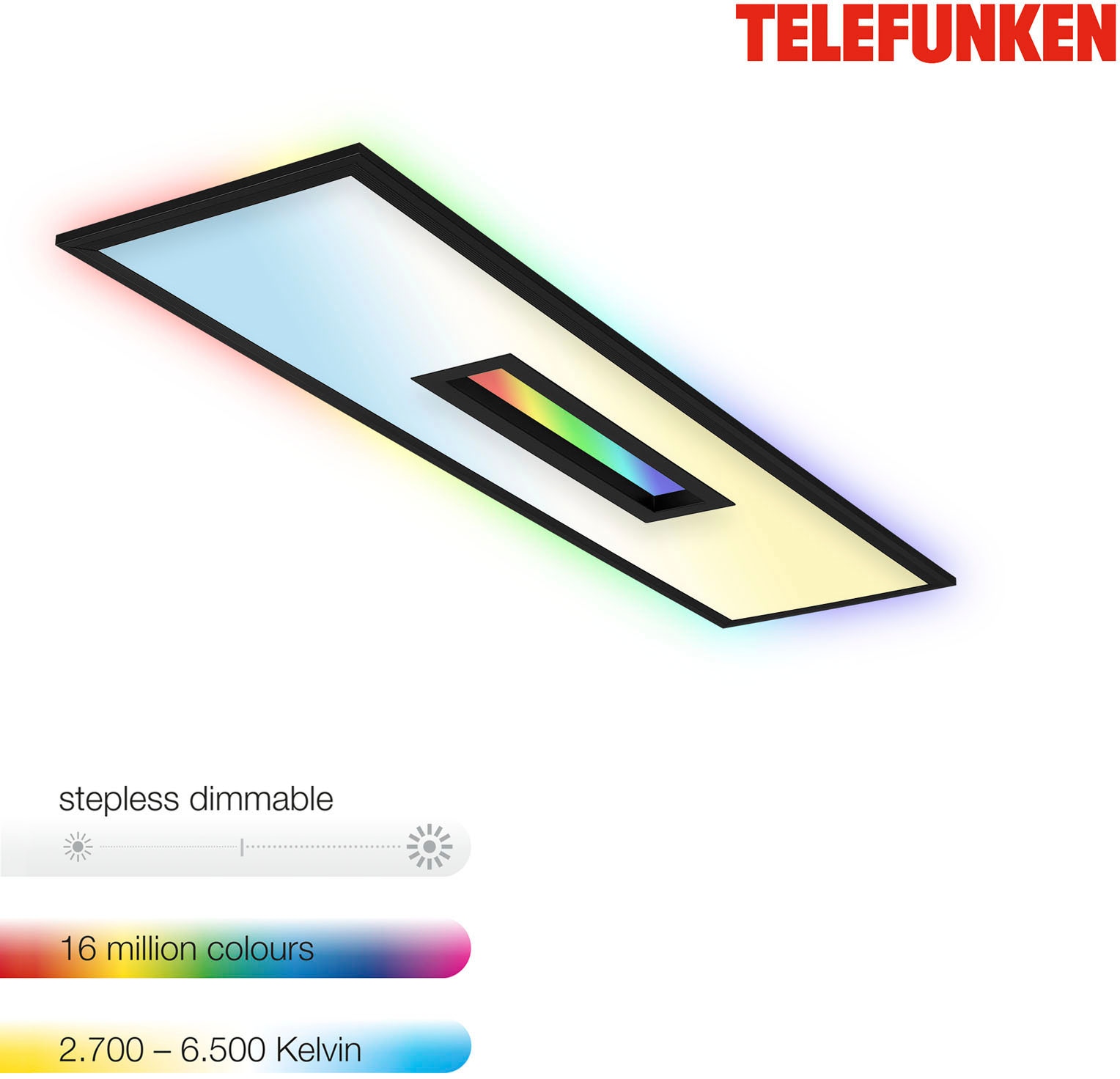 Telefunken LED Panel »319605TF CENTERBACK«, Leuchtmittel LED-Board | LED fest integriert, Deckenleuchte, RGB, Backlight, CCT, inkl. Fernbedienung, dimmbar