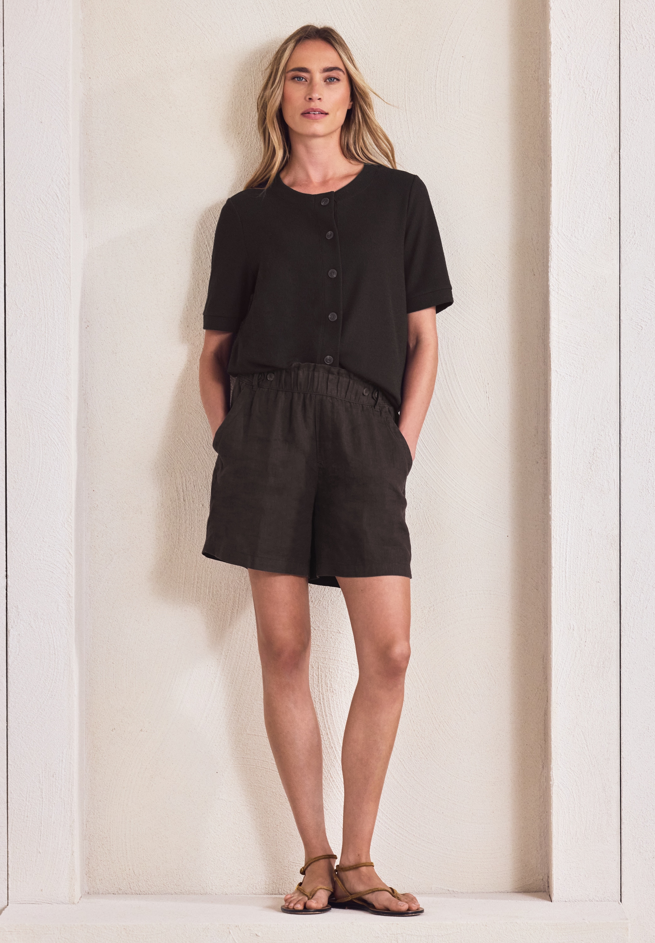 STREET ONE Shorts  Sommershort aus Leinen mit Paperbag-Bund