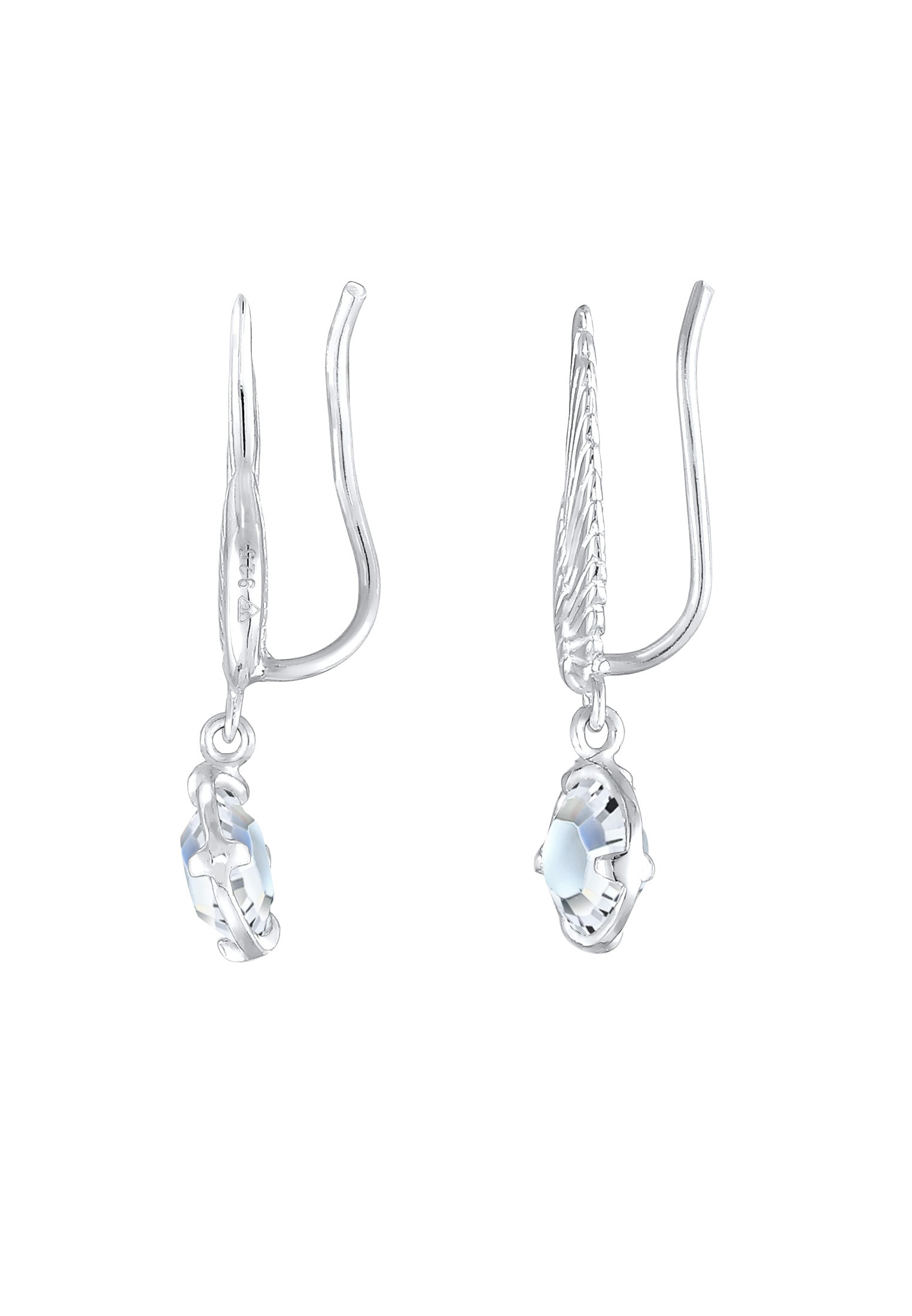 Elli Paar Ohrhänger »Ohrringe Earclimber Flügel Glas Kristalle Weiß 925 Sterling Silber«