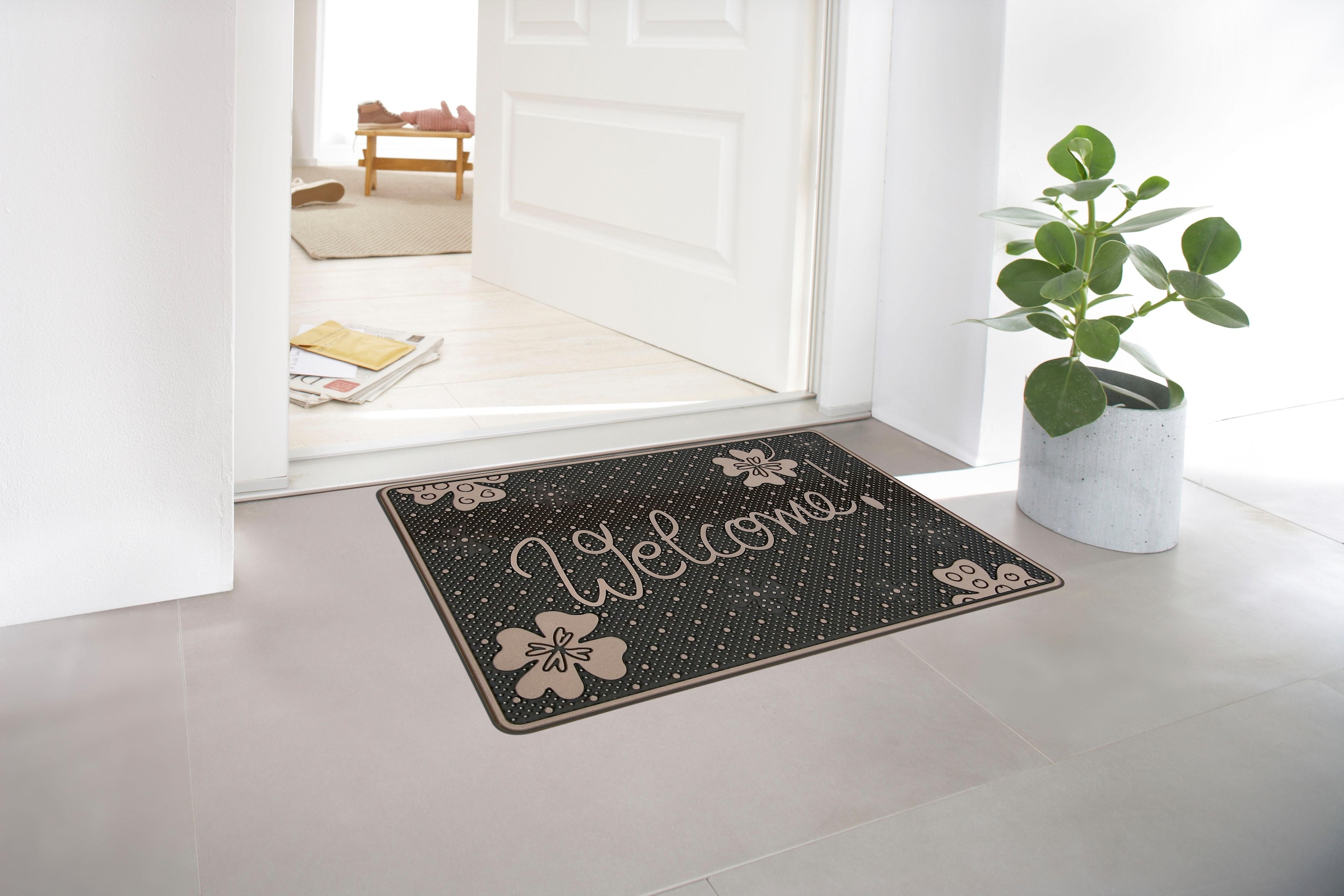 Fußmatte »SC Outdoor Welcome«, Home2Fashion In- mit Spruch, Clean und Schmutzfangmatte, robust, kaufen geeignet rechteckig, Lucky, online