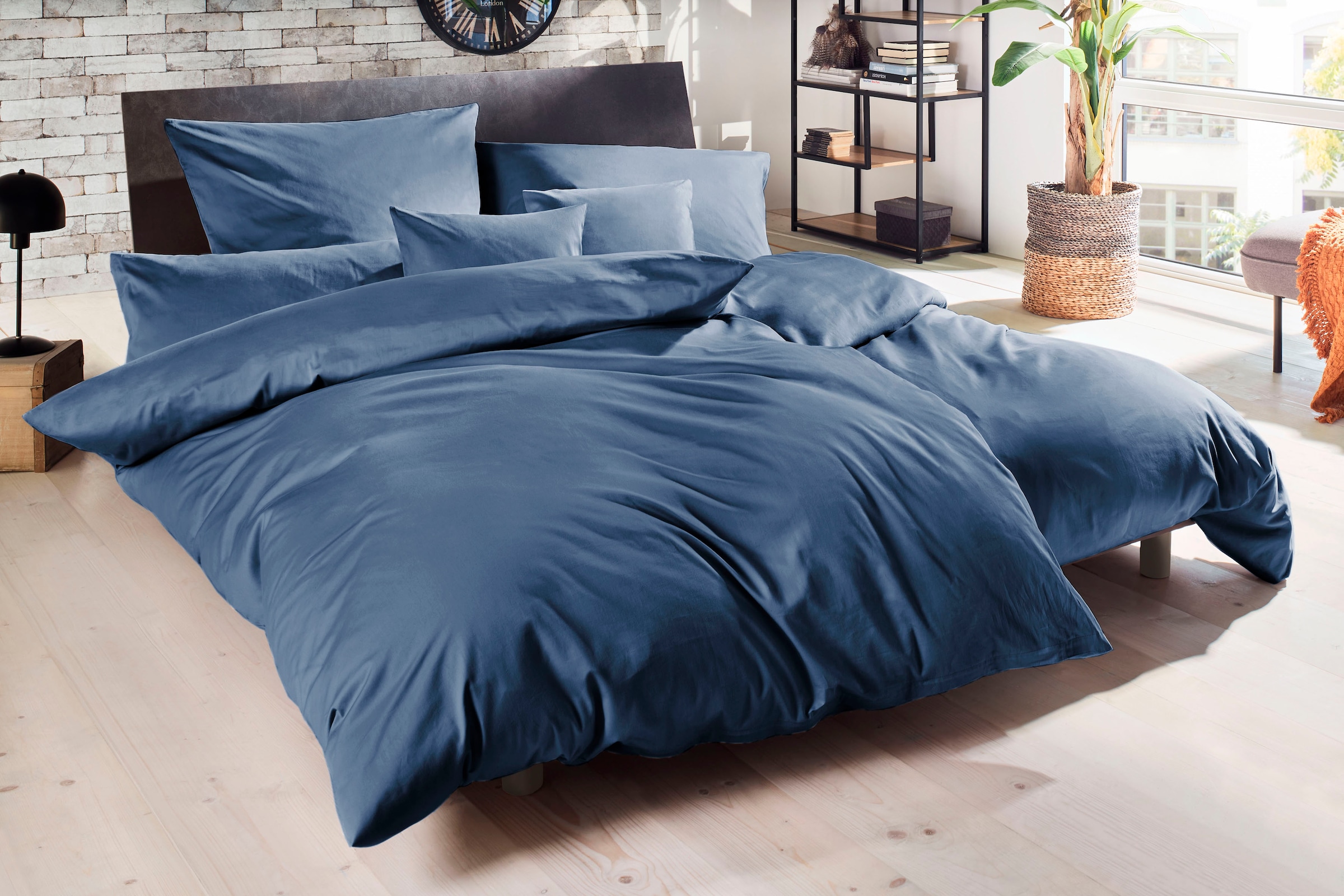 Primera Bettwäsche "Uni Luxus-Satin in Gr. 135x200, 155x220 oder 200x200 cm" 3 Stk. Bettwäsche aus Baumwolle, unifarbene Bettwäsche mit Reißverschluss