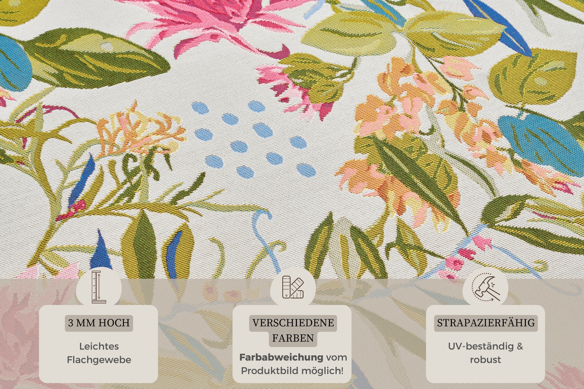 HANSE Home Outdoorteppich »Flowers and Leaves«, rechteckig, 3 mm Höhe, In-& Outdoor, Teppich, Wetterfest, Balkon, Garten, Wohnzimmer, Floral