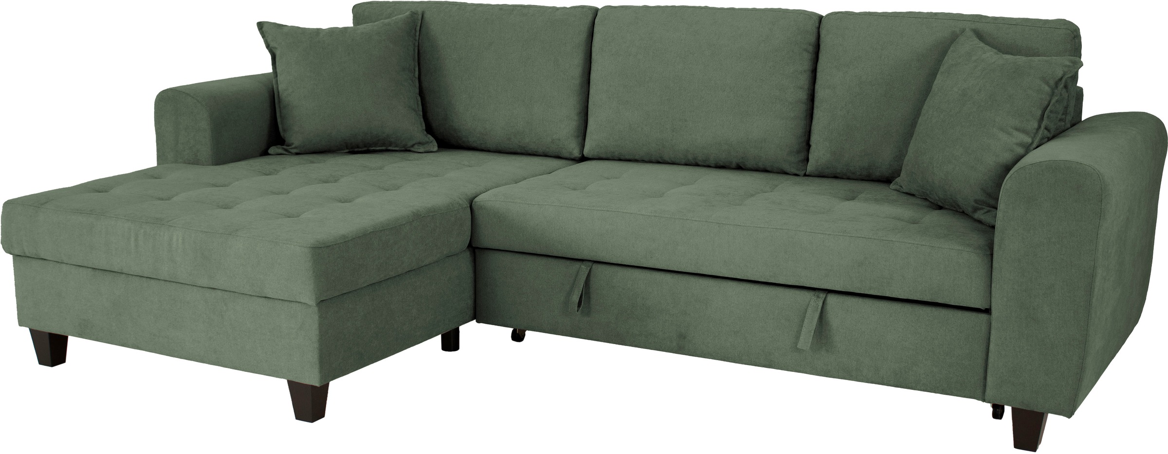 Trends by HG Ecksofa »Moritz L-Form, B: 265 cm« mit Bettfunktion, Bettkasten & Zierkissen