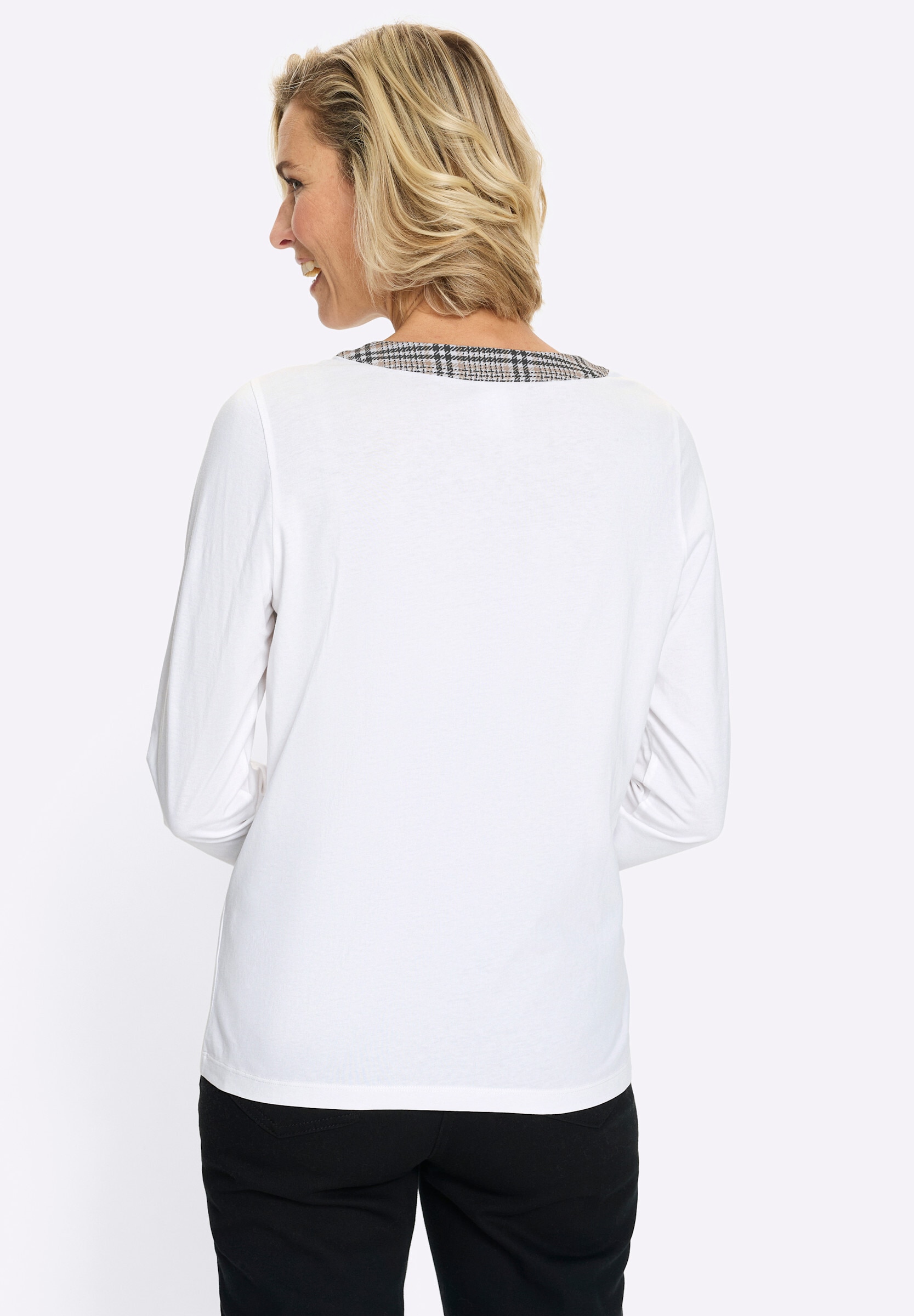 Sieh an! T-Shirt »Langarm-Shirt Langarmshirt mit Bindeband und Ösen«