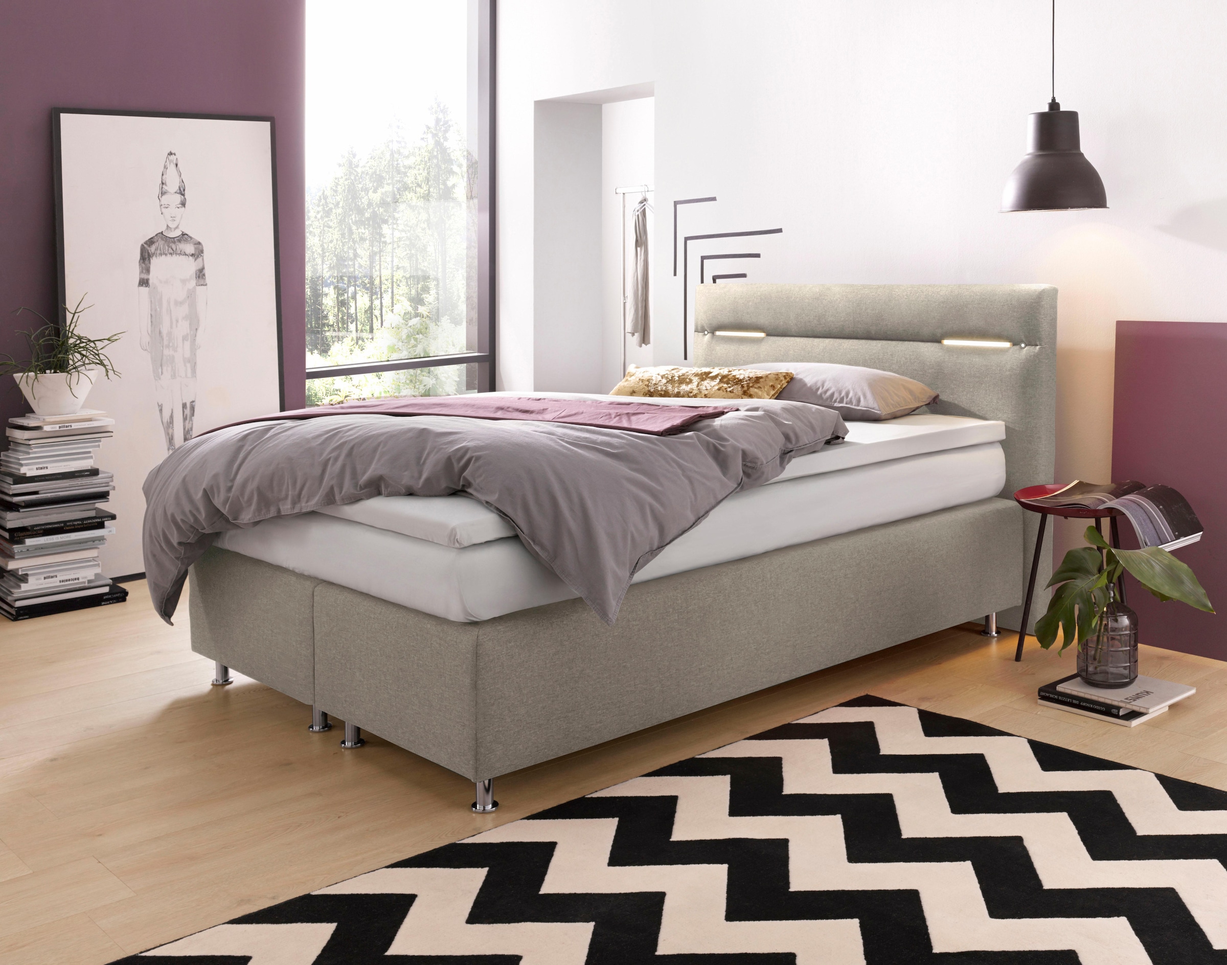 Westfalia Schlafkomfort Boxspringbett, wahlweise mit LED-Beleuchtung