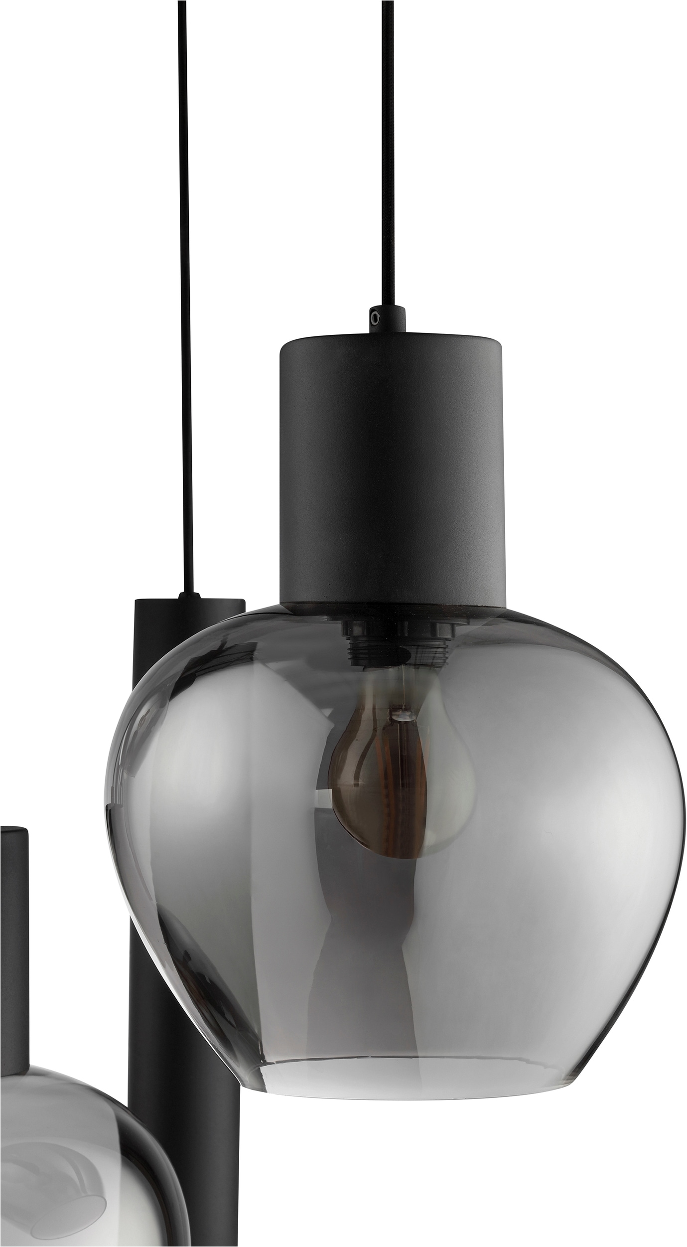 Brilliant Pendelleuchte »Ligari« E27 1 Stk. Höhe 150 cm, Fassung E27, teilw. GU 10, Aluminium Rauchglas, schwarz