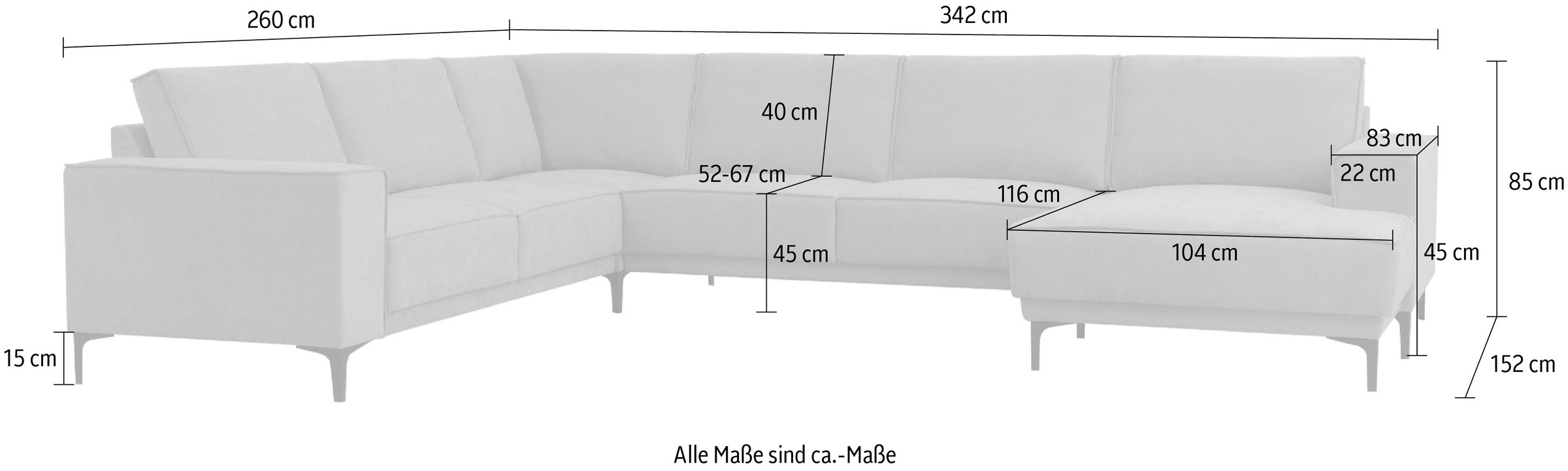 Places of Style Wohnlandschaft »Oland«, U-Form, im zeitlosem Design und hochwertiger Verabeitung